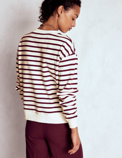 Button Detail Sweatshirt-Deep Wisteria, Ivory-3