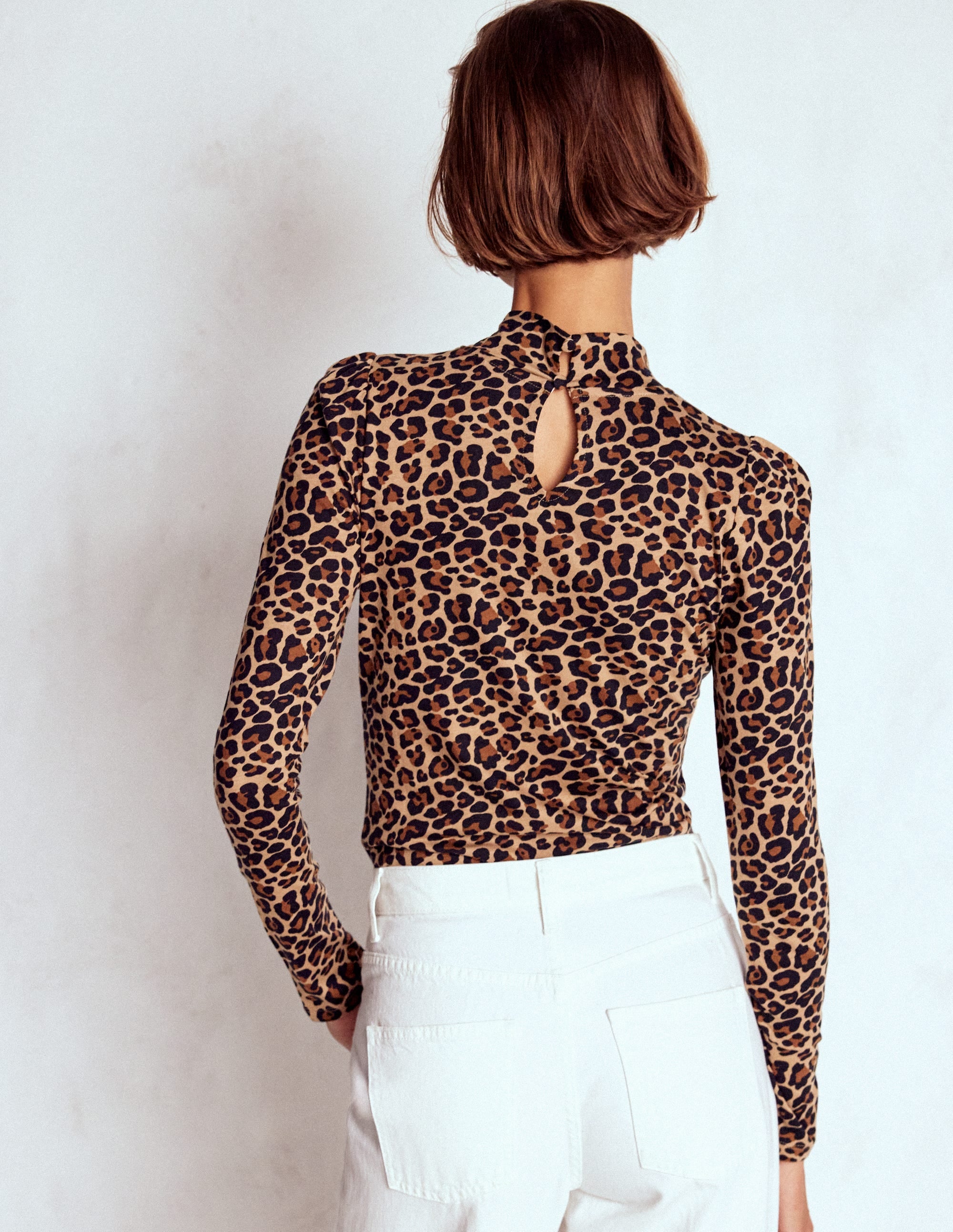 Puff Shoulder Jersey Top-Cheetah Spot - Image 3