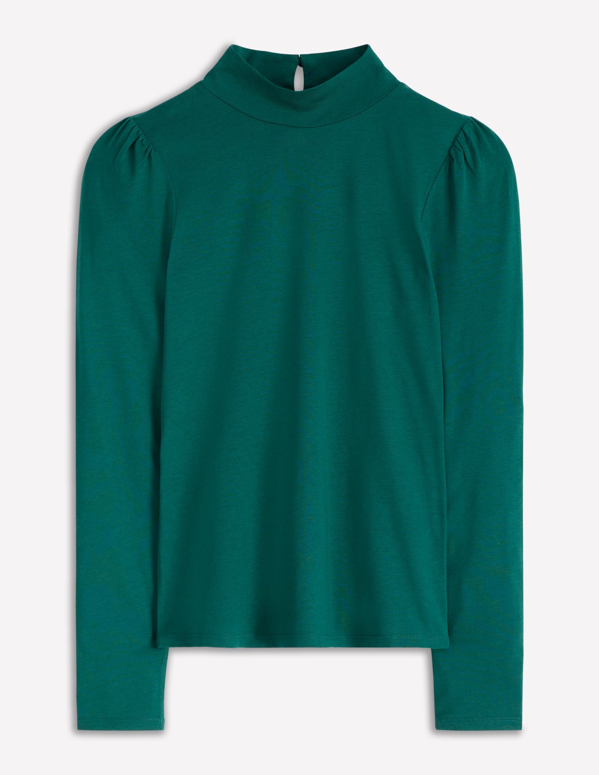 Puff Shoulder Jersey Top-Emerald Night - Image 6