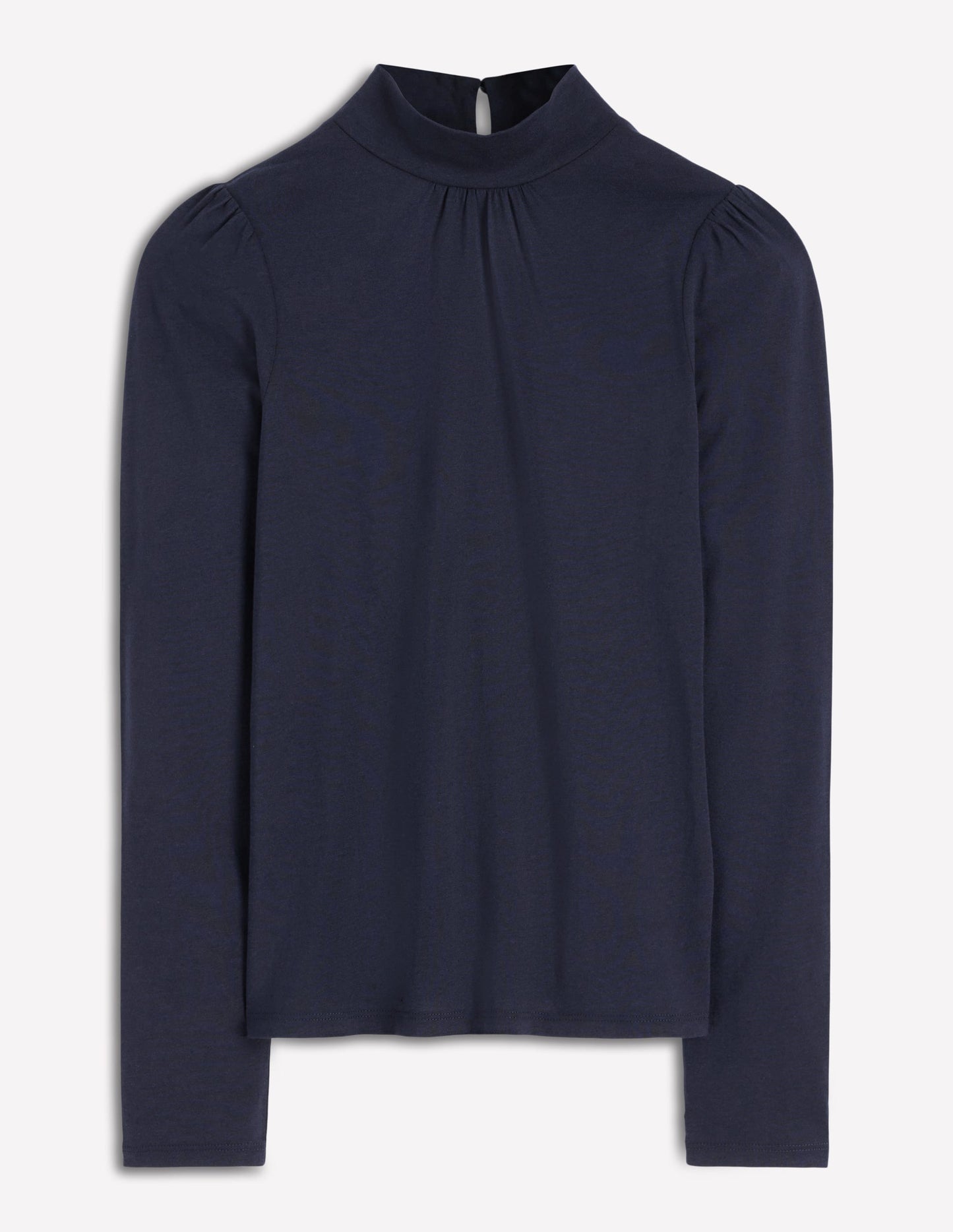 Puff Shoulder Jersey Top-Navy