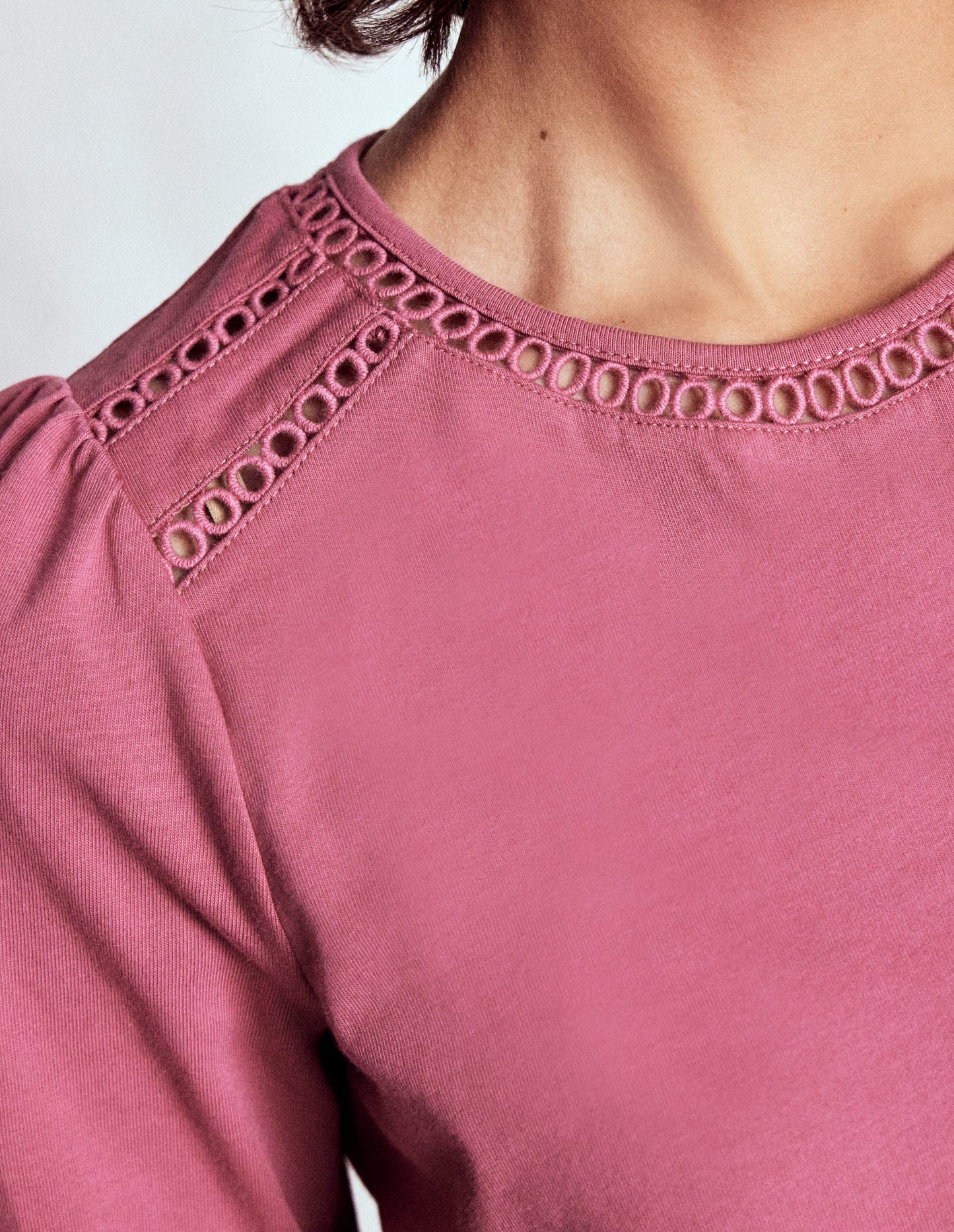 Flo Trim Detail Top-Pink Heather
