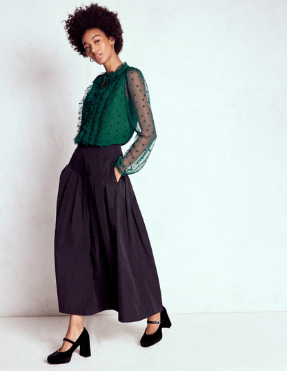 Frilled Tulle Blouse-Emerald Night-2