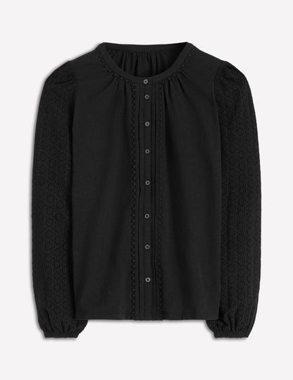 Eden Broderie Jersey Shirt-Black-6