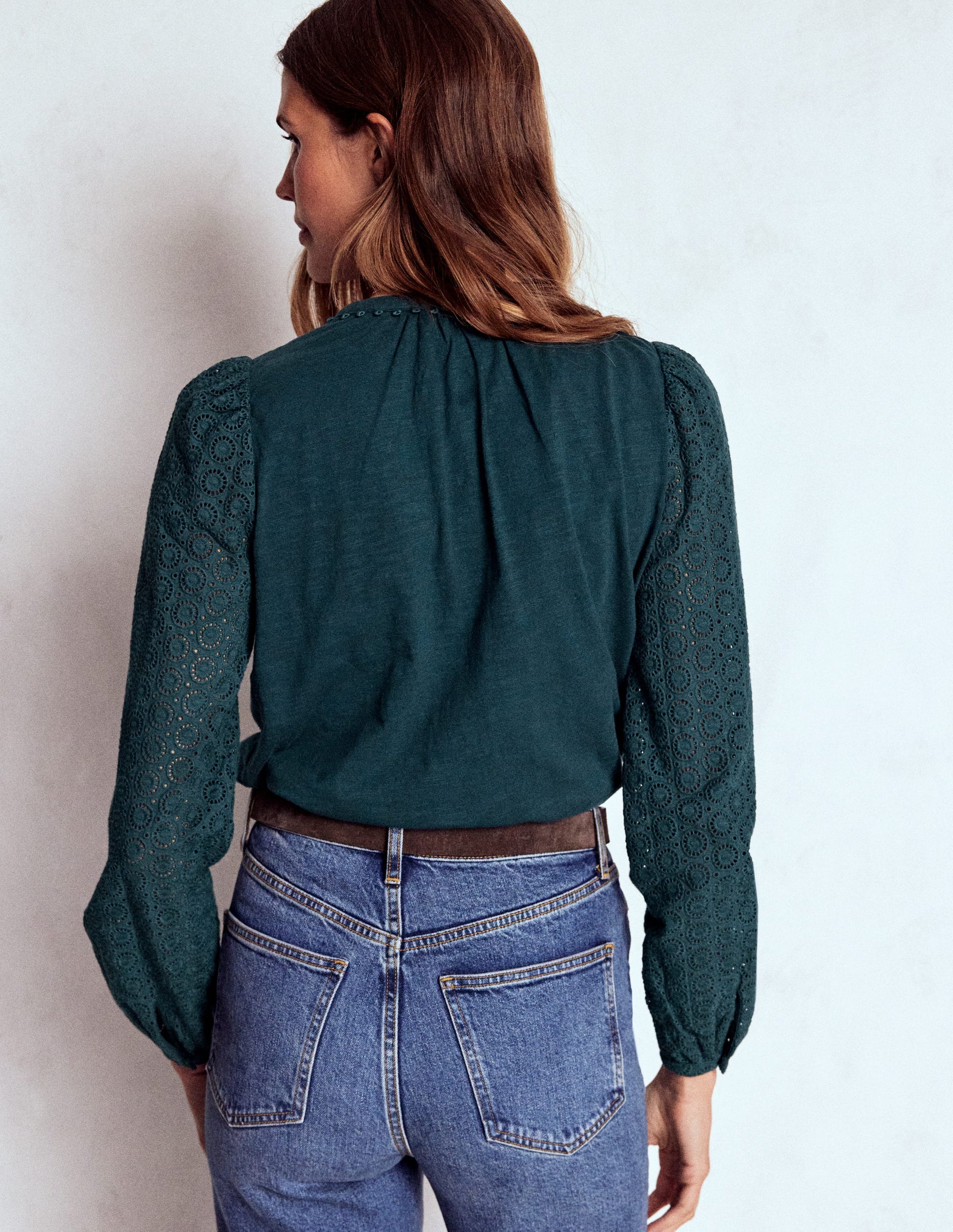 Eden Broderie Jersey Shirt-Midnight Teal-3