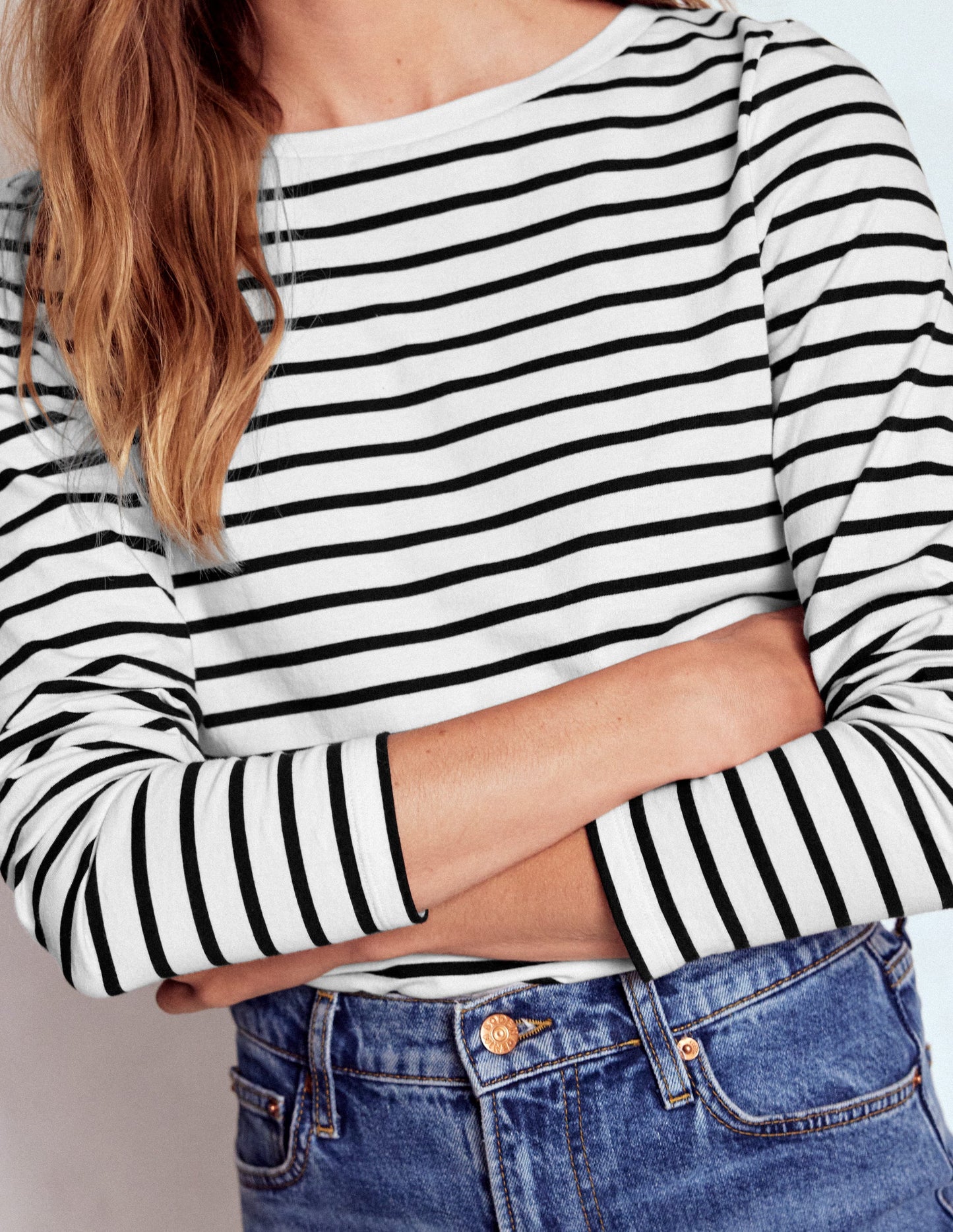 Olivia Long Sleeve Breton-Ivory, Black