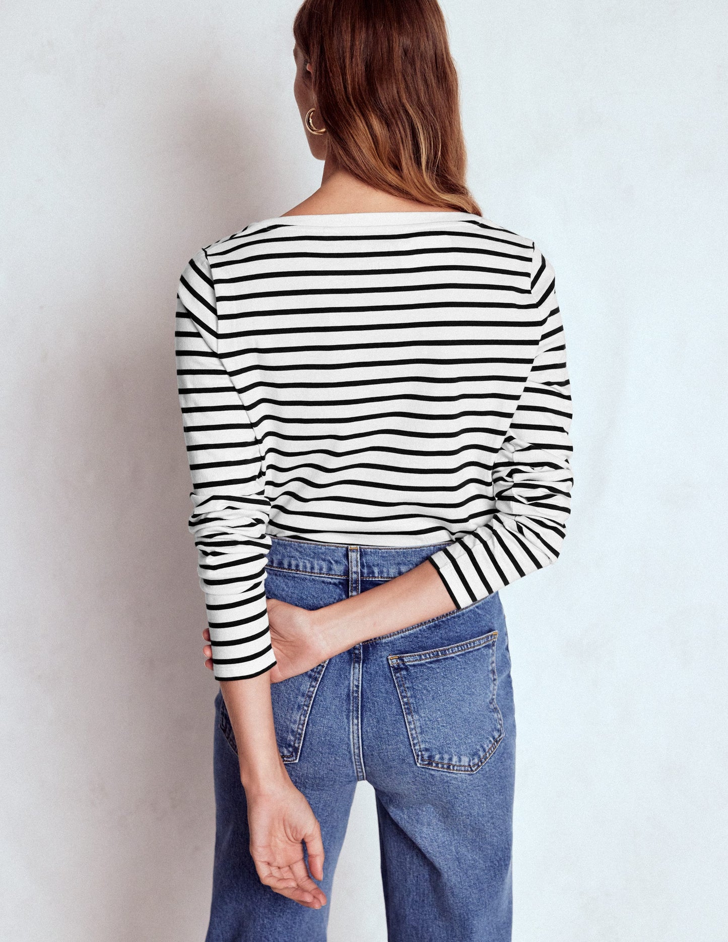 Olivia Long Sleeve Breton-Ivory, Black