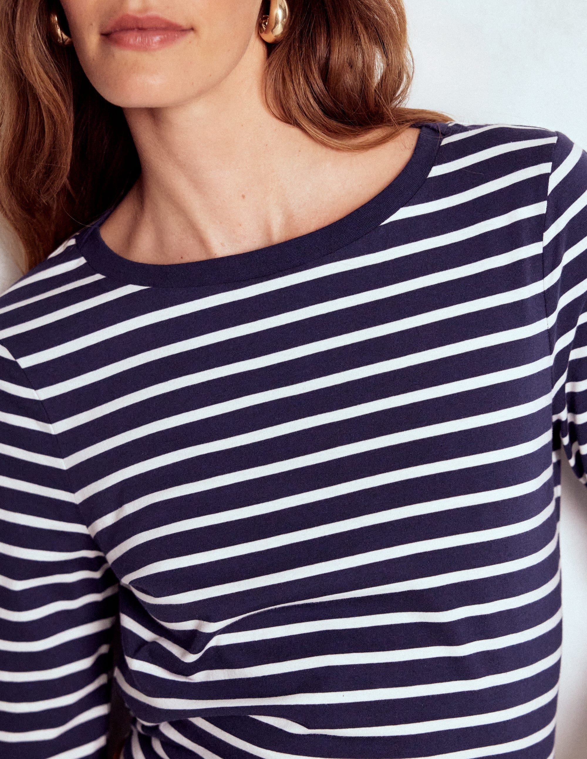 Olivia Long Sleeve Breton-Navy, Ivory - Image 2