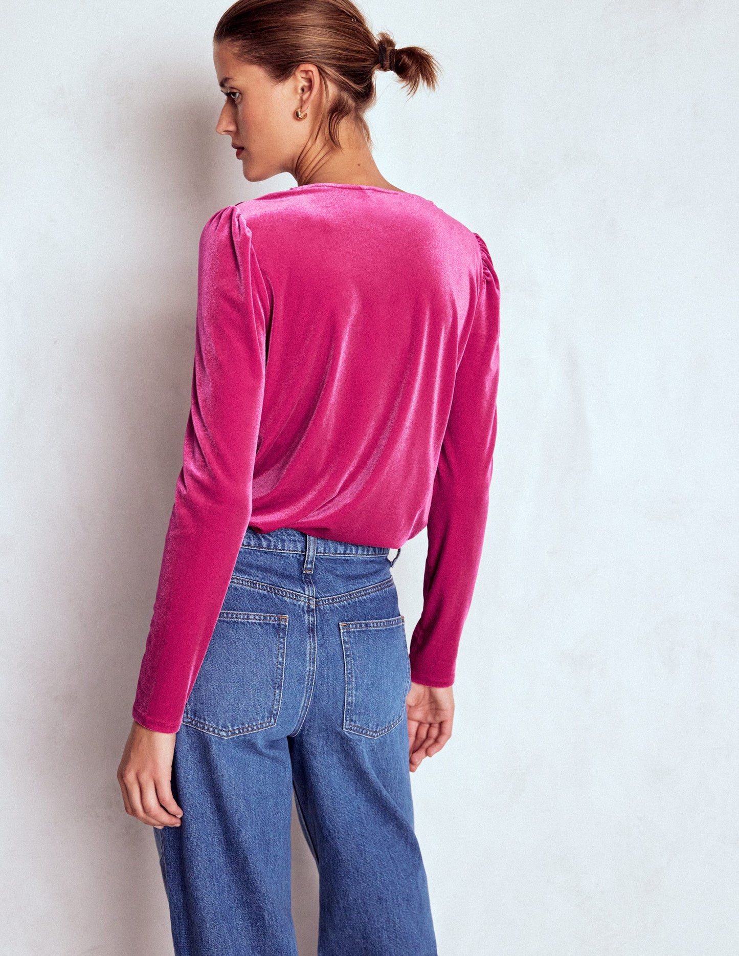 Flora V-Neck Velvet Top-Cherry Jam