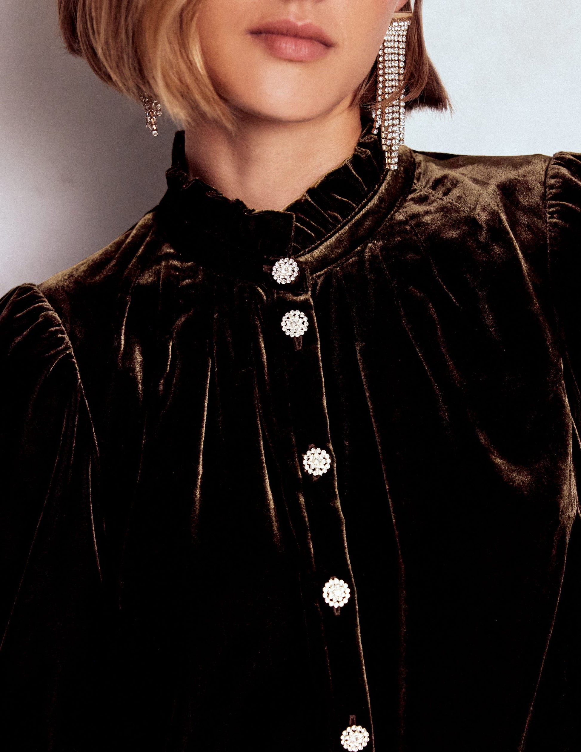 Lorna Pleat Neck Velvet Top-Espresso-2