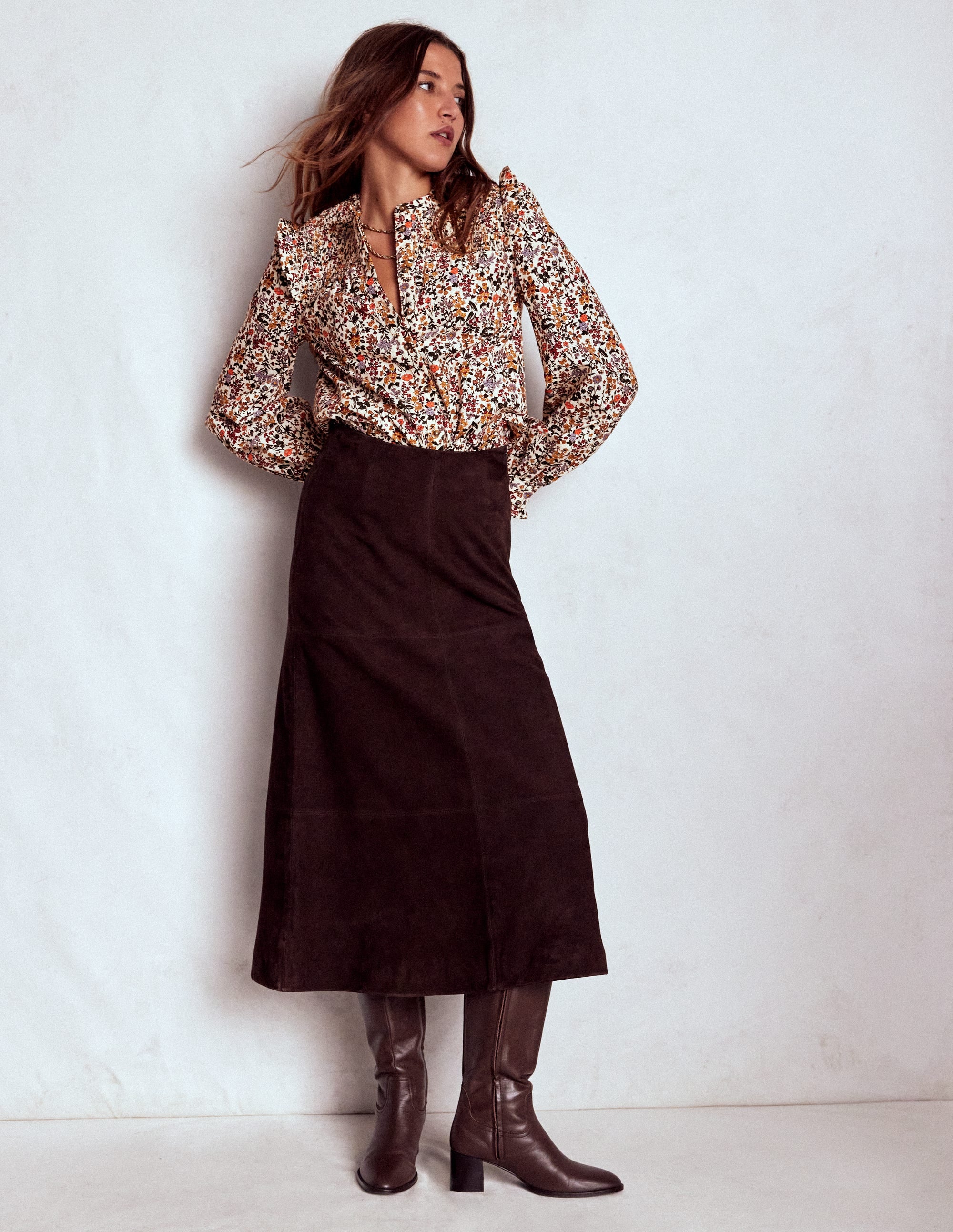 Smocked Yoke Cord Top-Ivory Floral - Image 5
