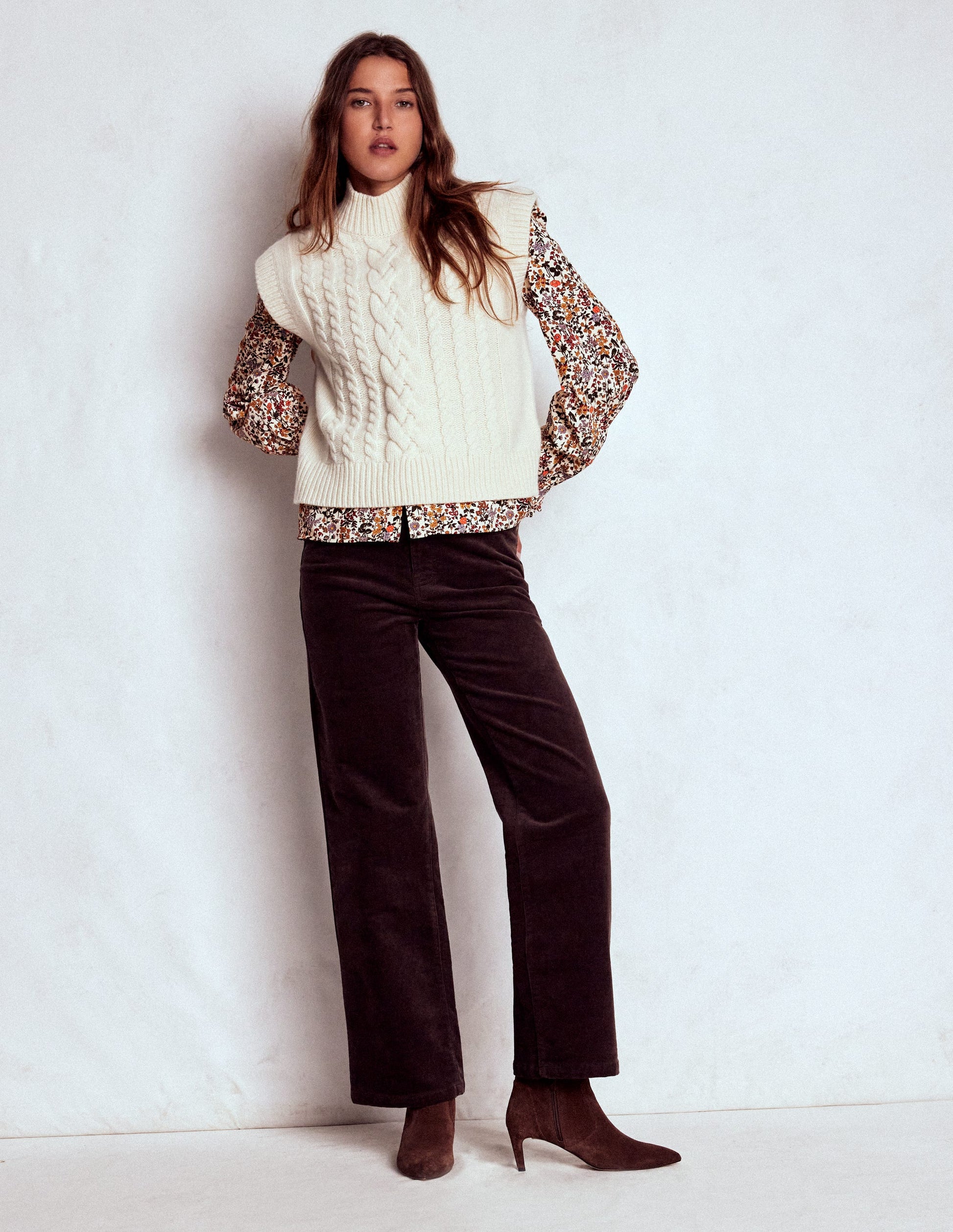 Smocked Yoke Cord Top-Ivory Floral-6