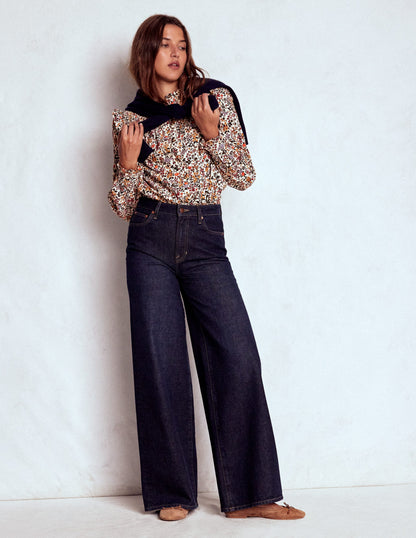 Smocked Yoke Cord Top-Ivory Floral-7