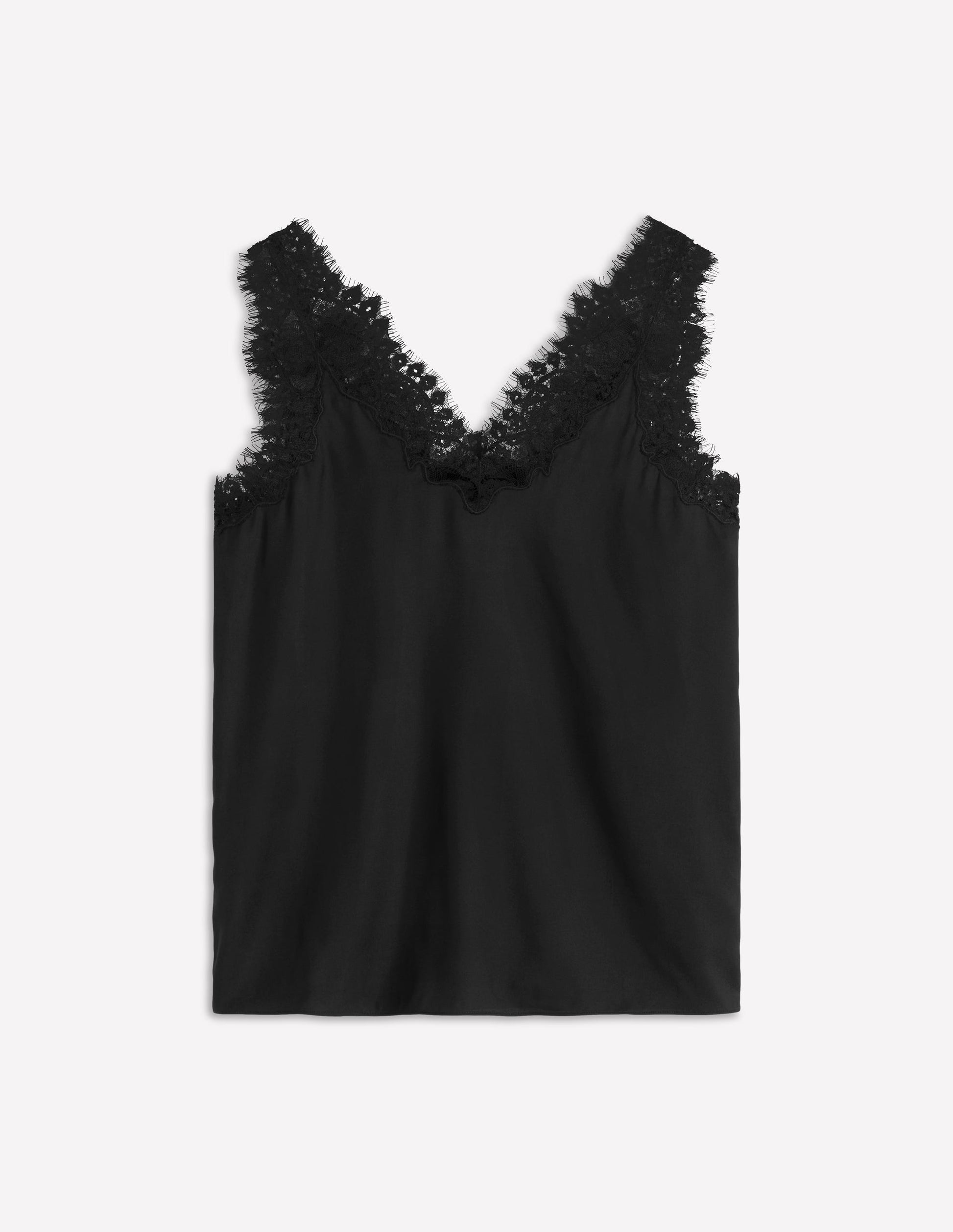 Silk-blend Lace Trim Cami Top-Black Boden UK