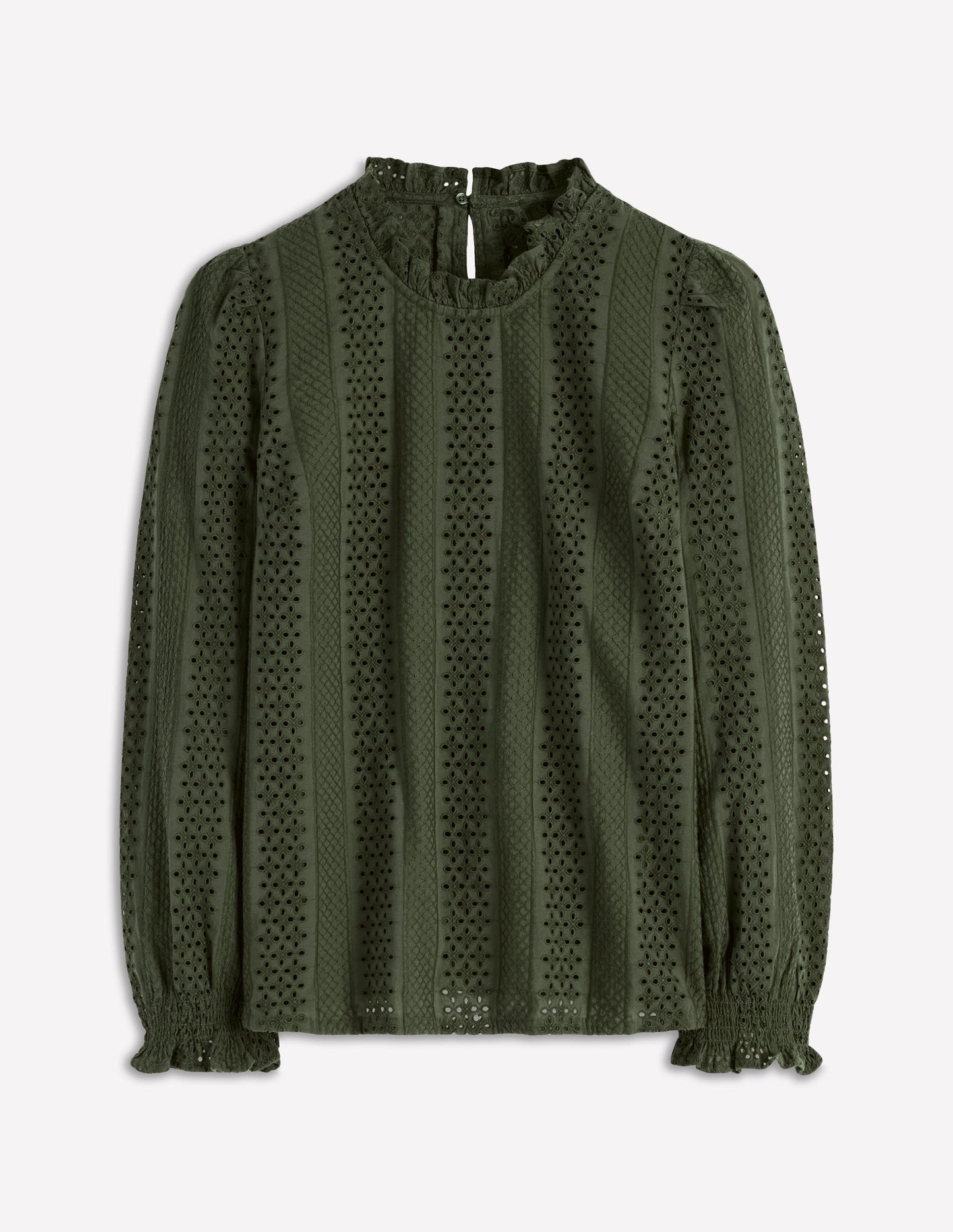 Frill Detail Broderie Top-Forest Glade