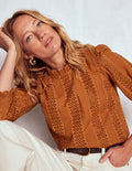 Frill Detail Broderie Top-Mustard