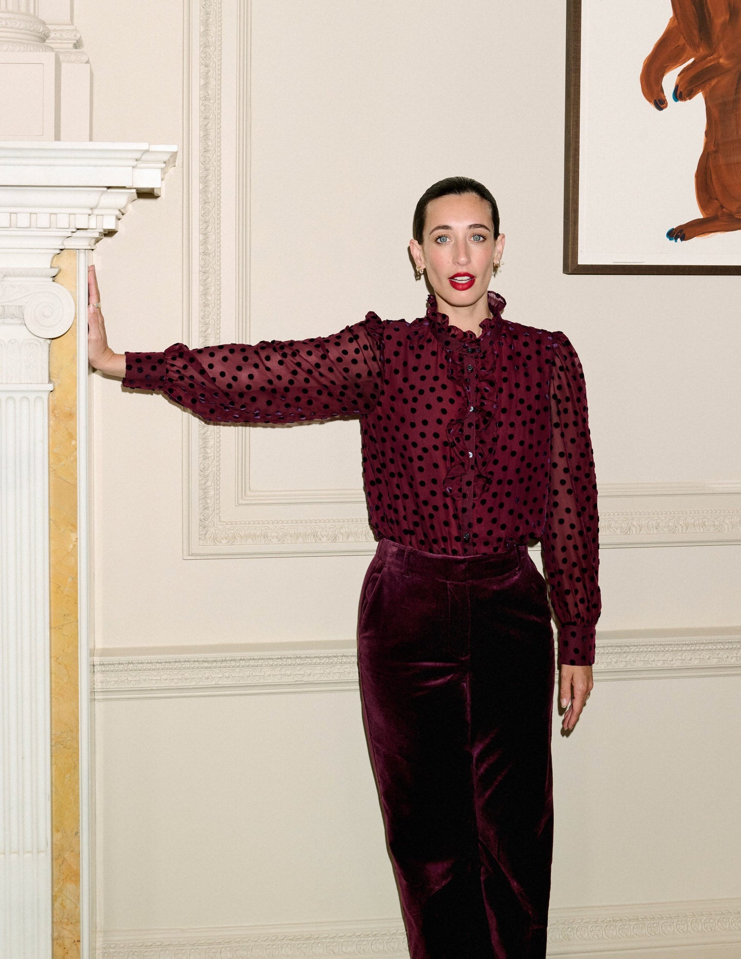 Sasha Devore Velvet Top-Deep Wisteria Spot