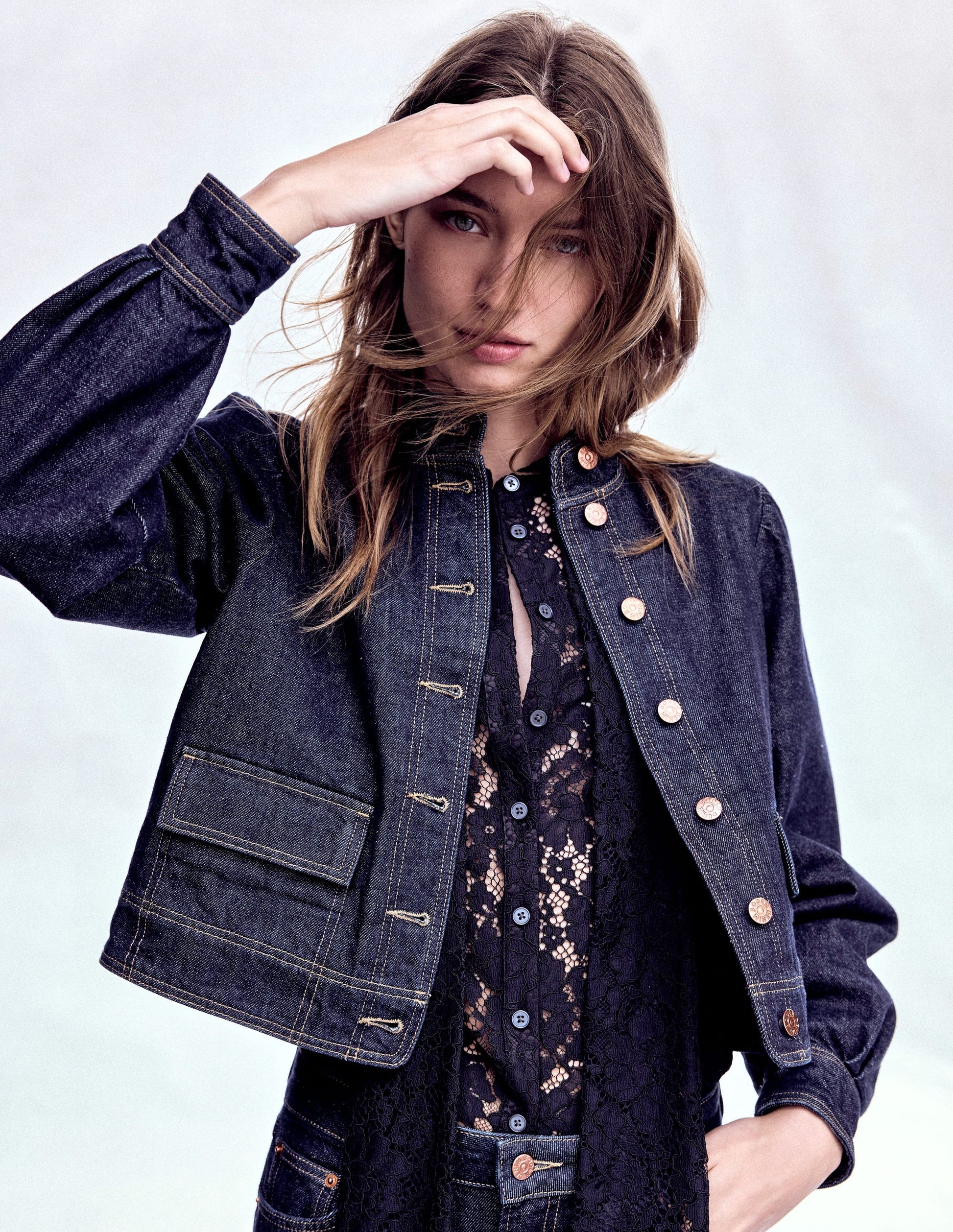 Lace Tie Neck Top-Black-6