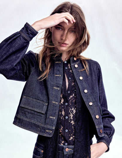 Lace Tie Neck Top-Black-6