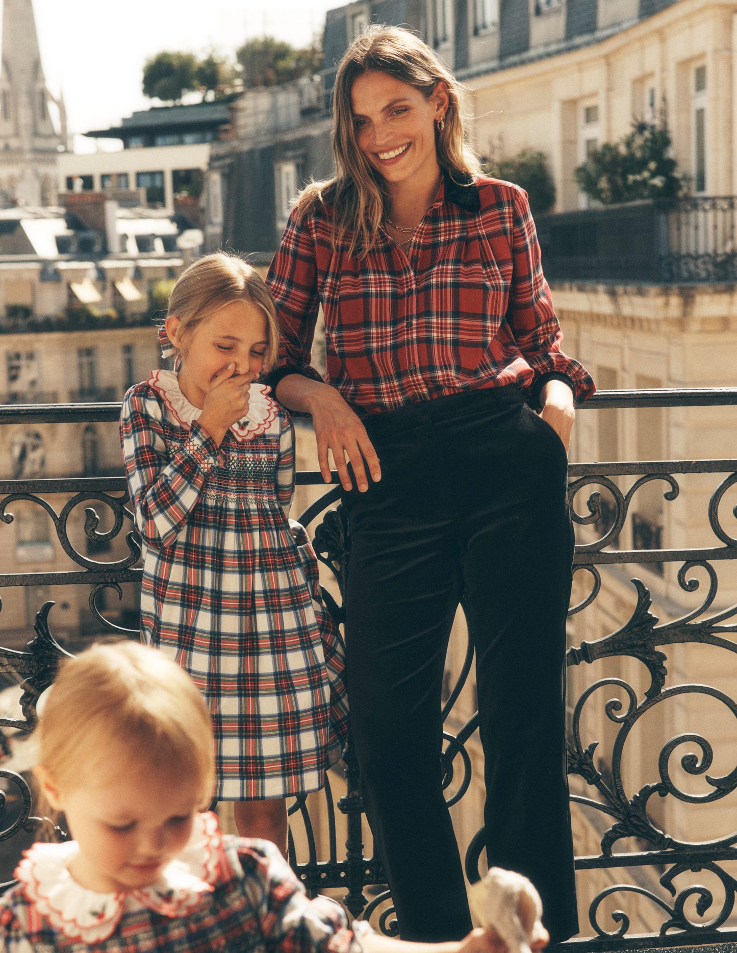 Velvet Collared Check Shirt-Red Check