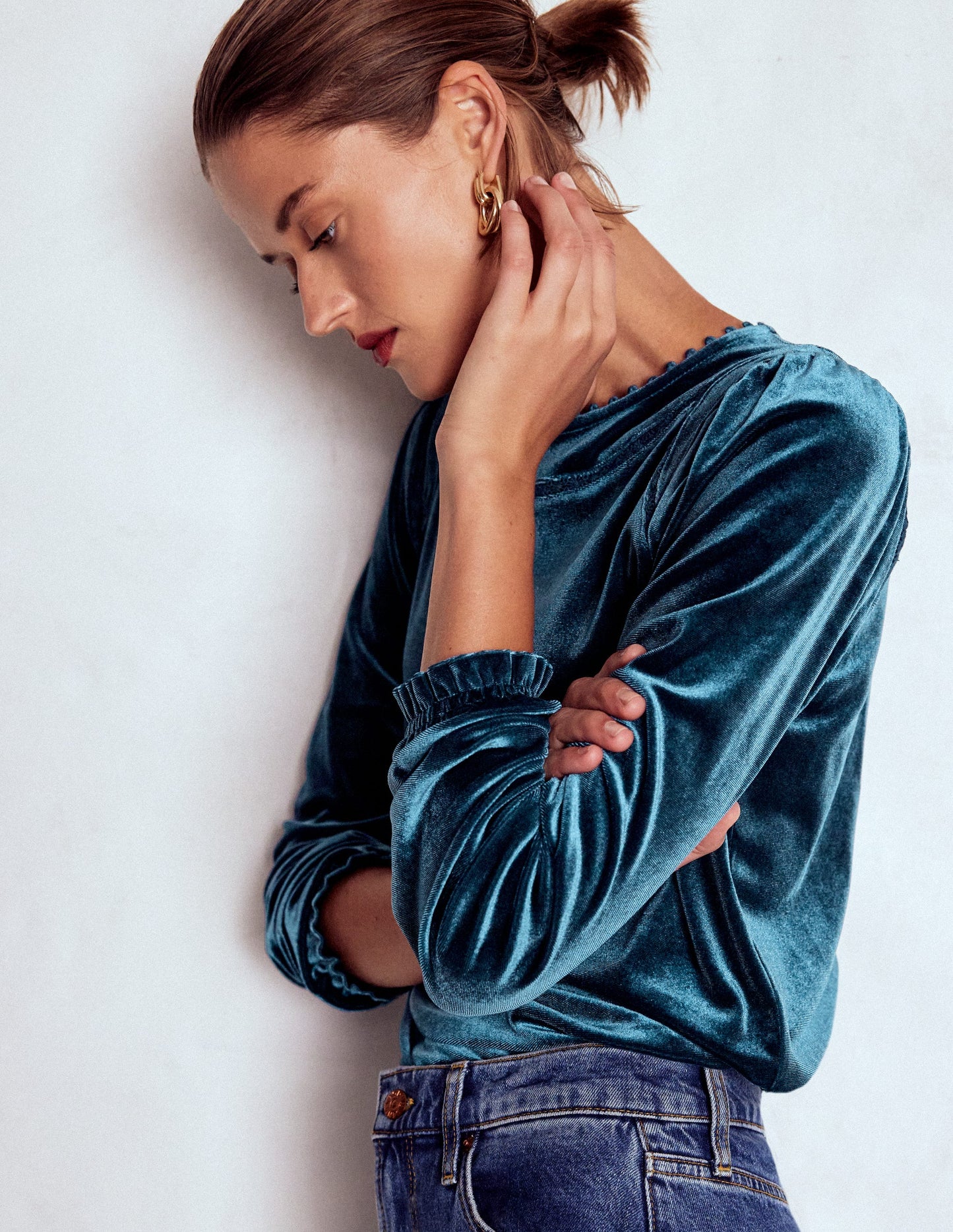 Mila Velvet Top-Midnight Ocean