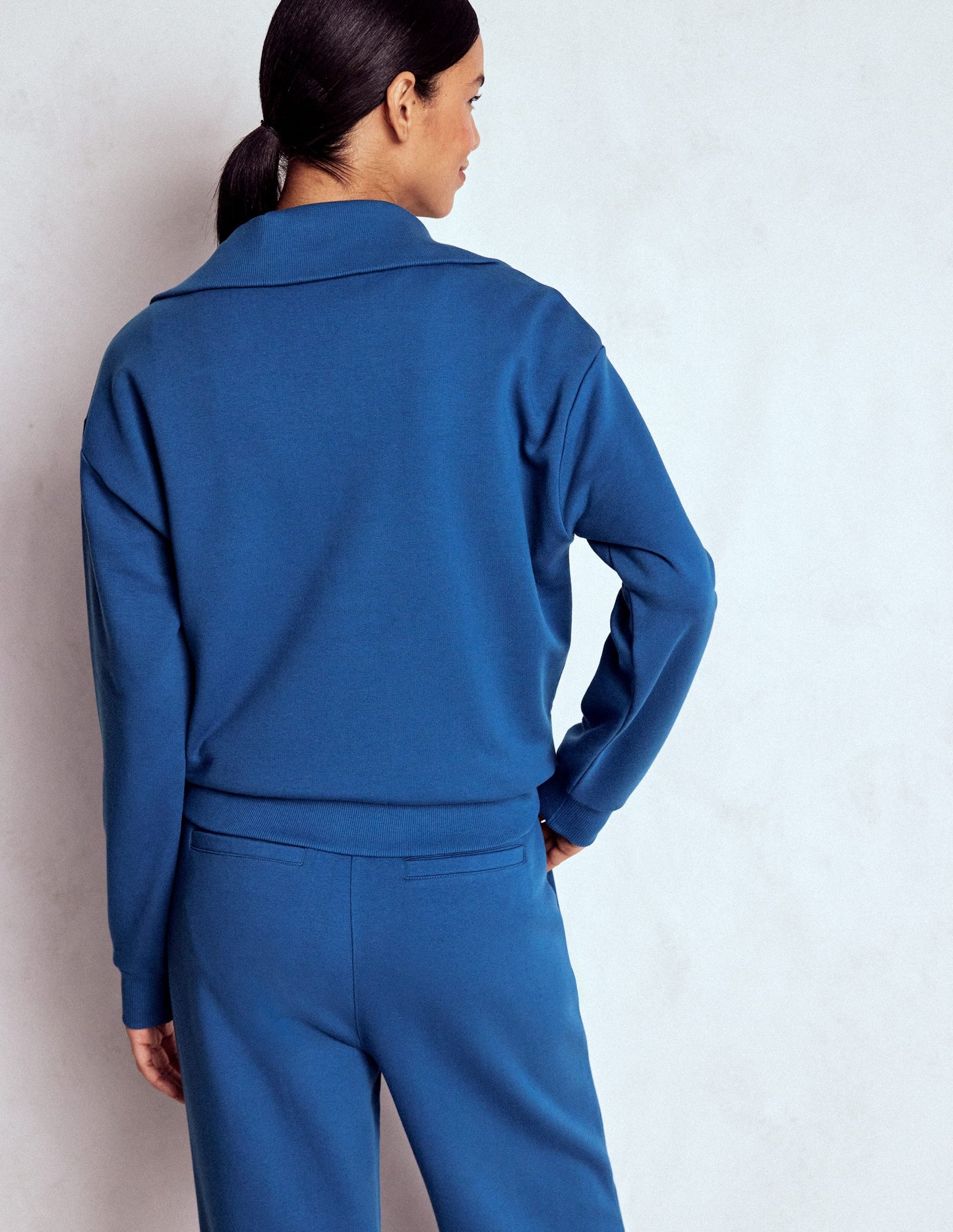 Panelled Half-zip Sweatshirt-Tourmaline Blue