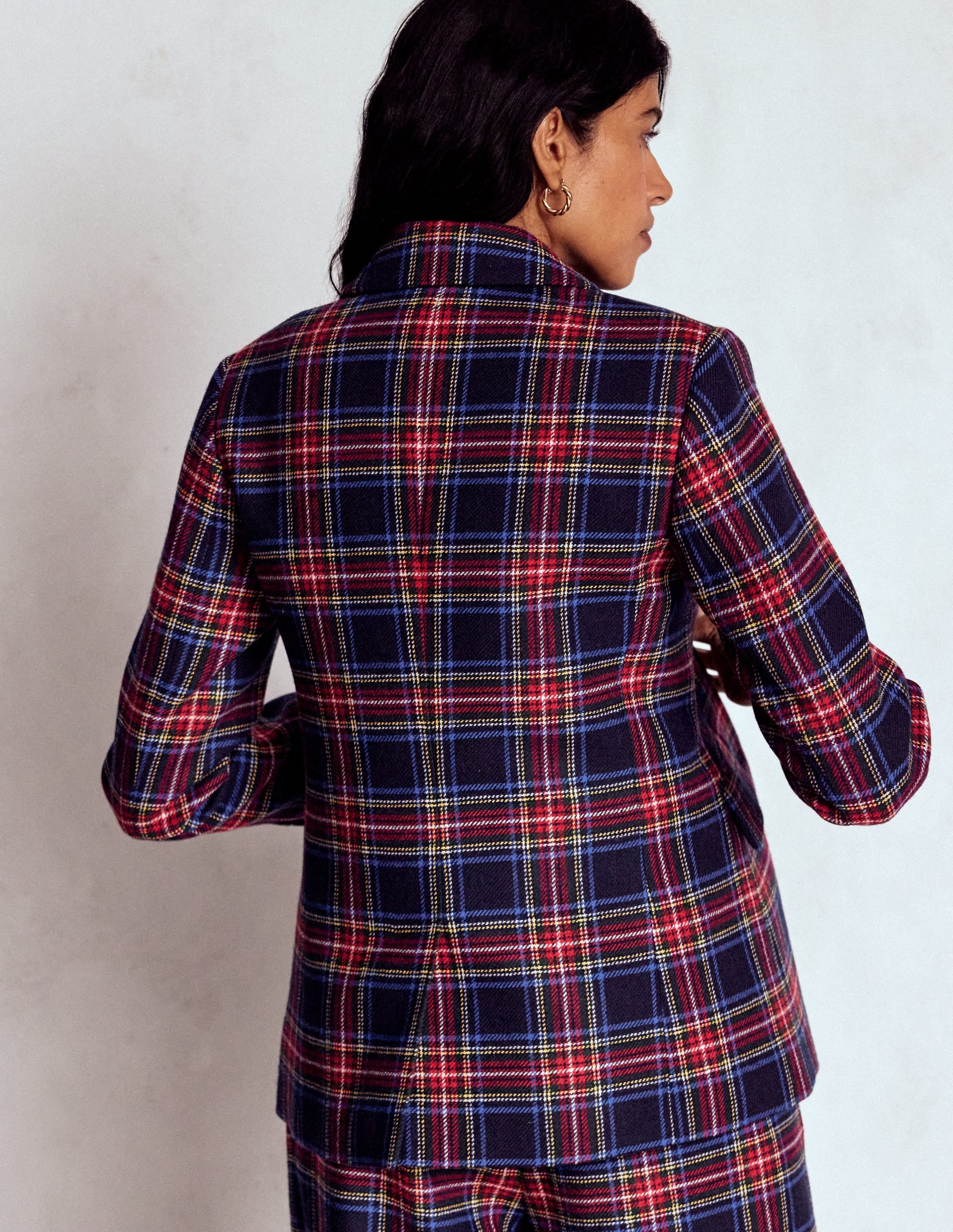 Stamford Wool-Blend Blazer-Navy, Green and Red Check - Image 3
