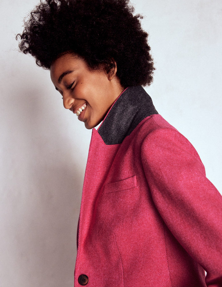 Stamford Wool-Blend Blazer-Red and Pink Wide Herringbone