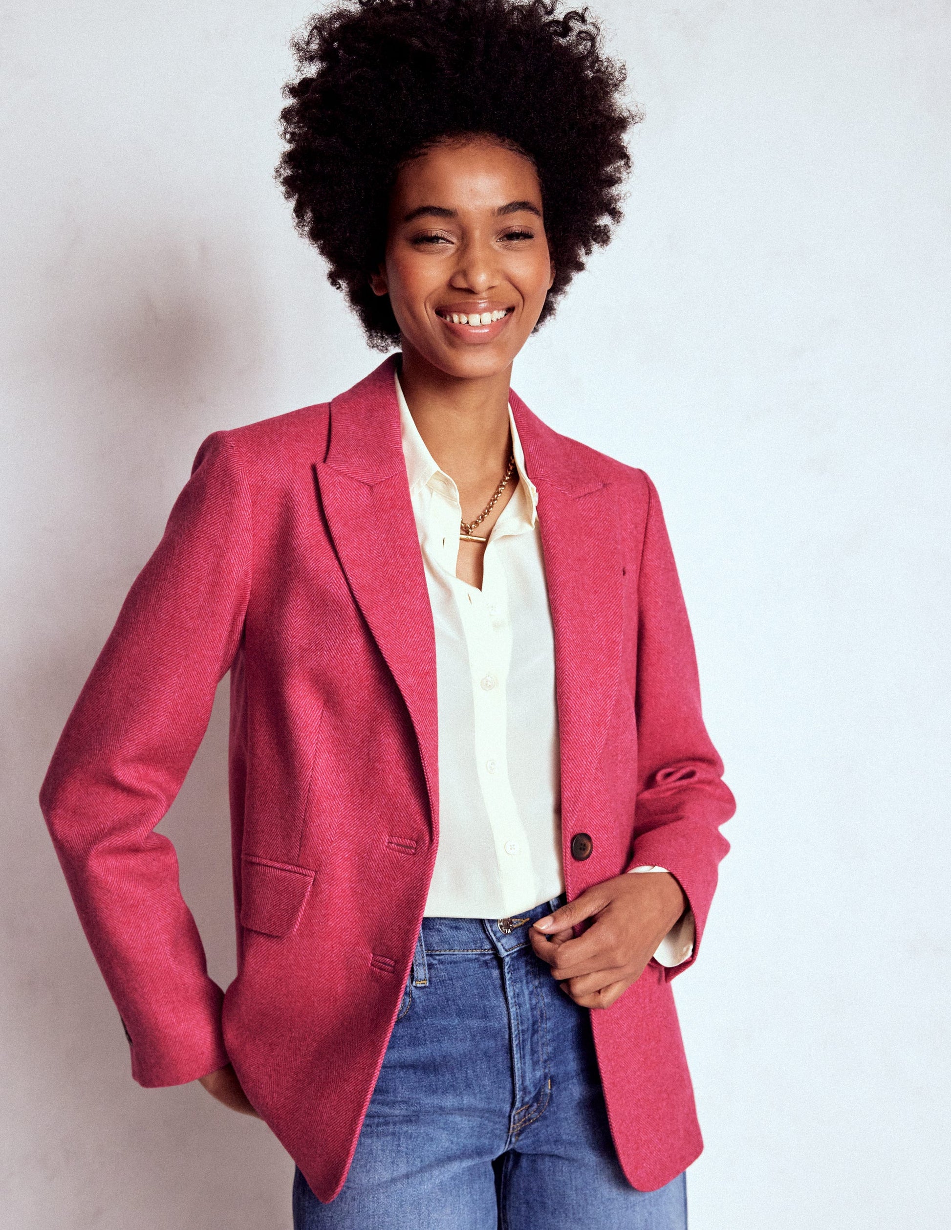 Stamford Wool-Blend Blazer-Red and Pink Wide Herringbone-4