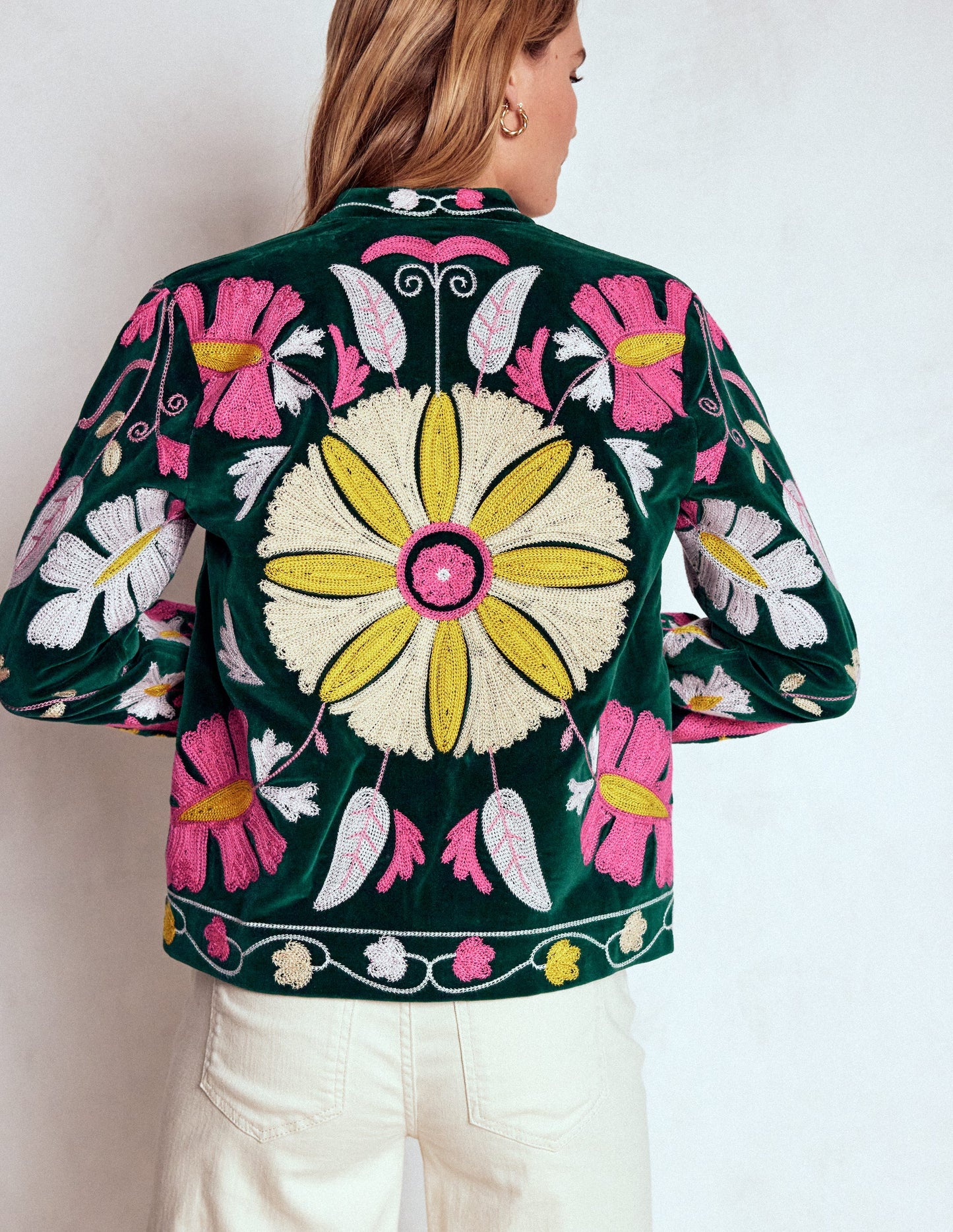 Embroidered Souvenir Jacket-Emerald Night Embroidery