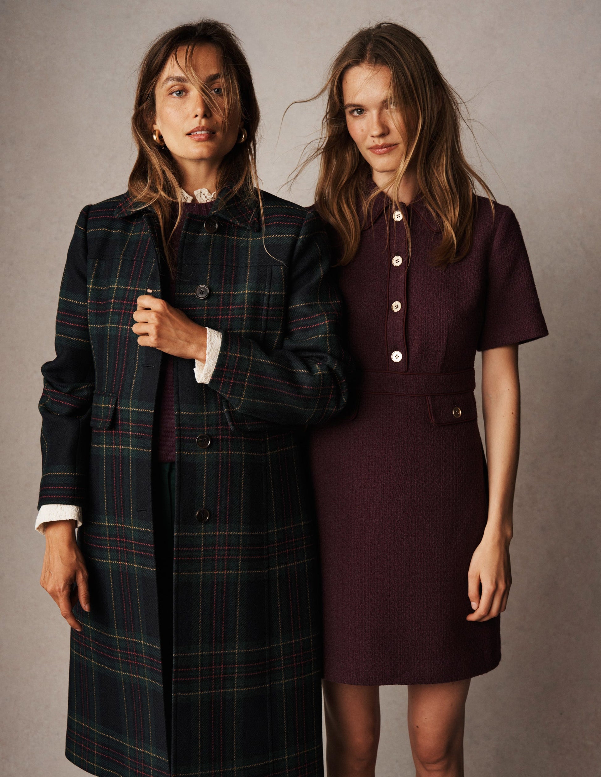 St Albans Fitted Coat-Navy & Green Tonal Check-5