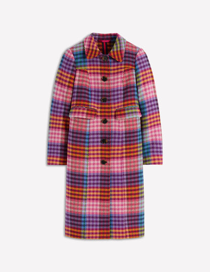 St Albans Fitted Coat-Rainbow Blanket Multigingham-9