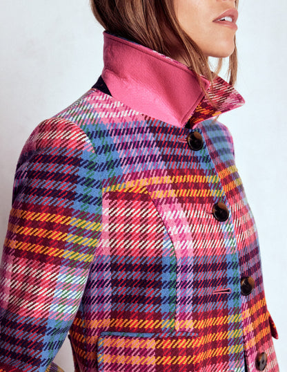 St Albans Fitted Coat-Rainbow Blanket Multigingham-7