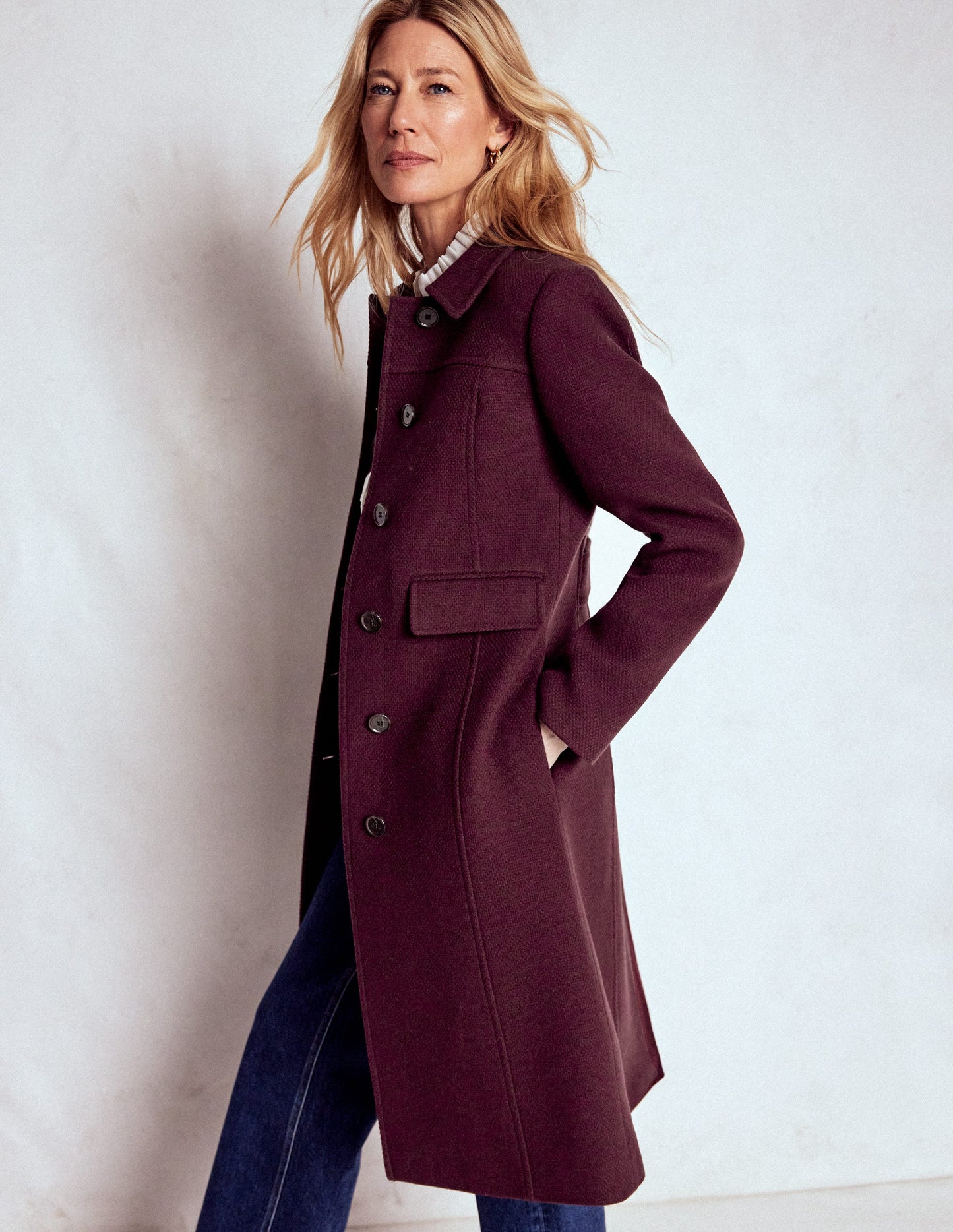 St Albans Fitted Coat-Dark Cherry