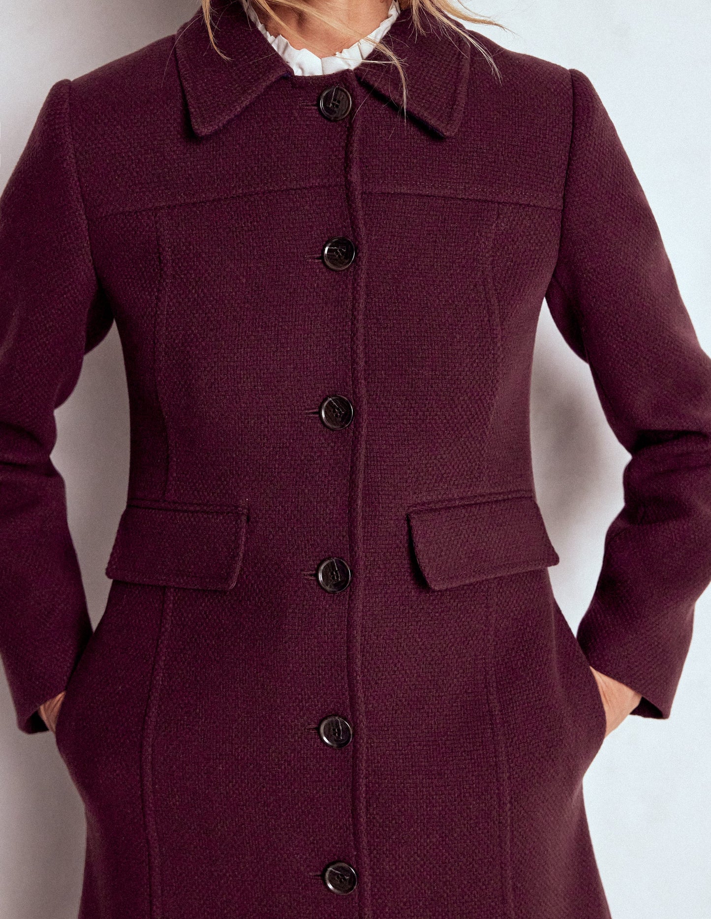 St Albans Fitted Coat-Dark Cherry