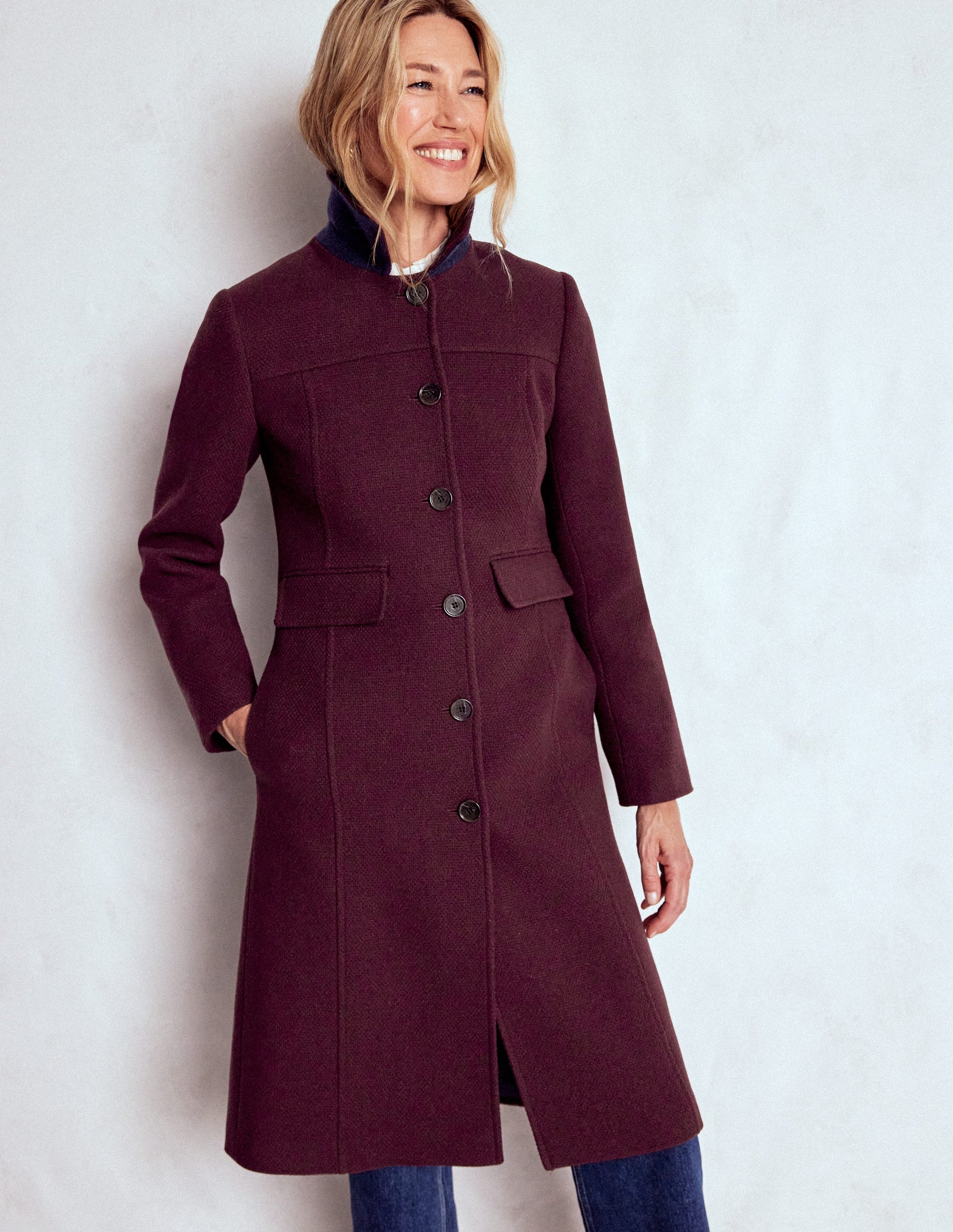 St Albans Fitted Coat-Dark Cherry-5