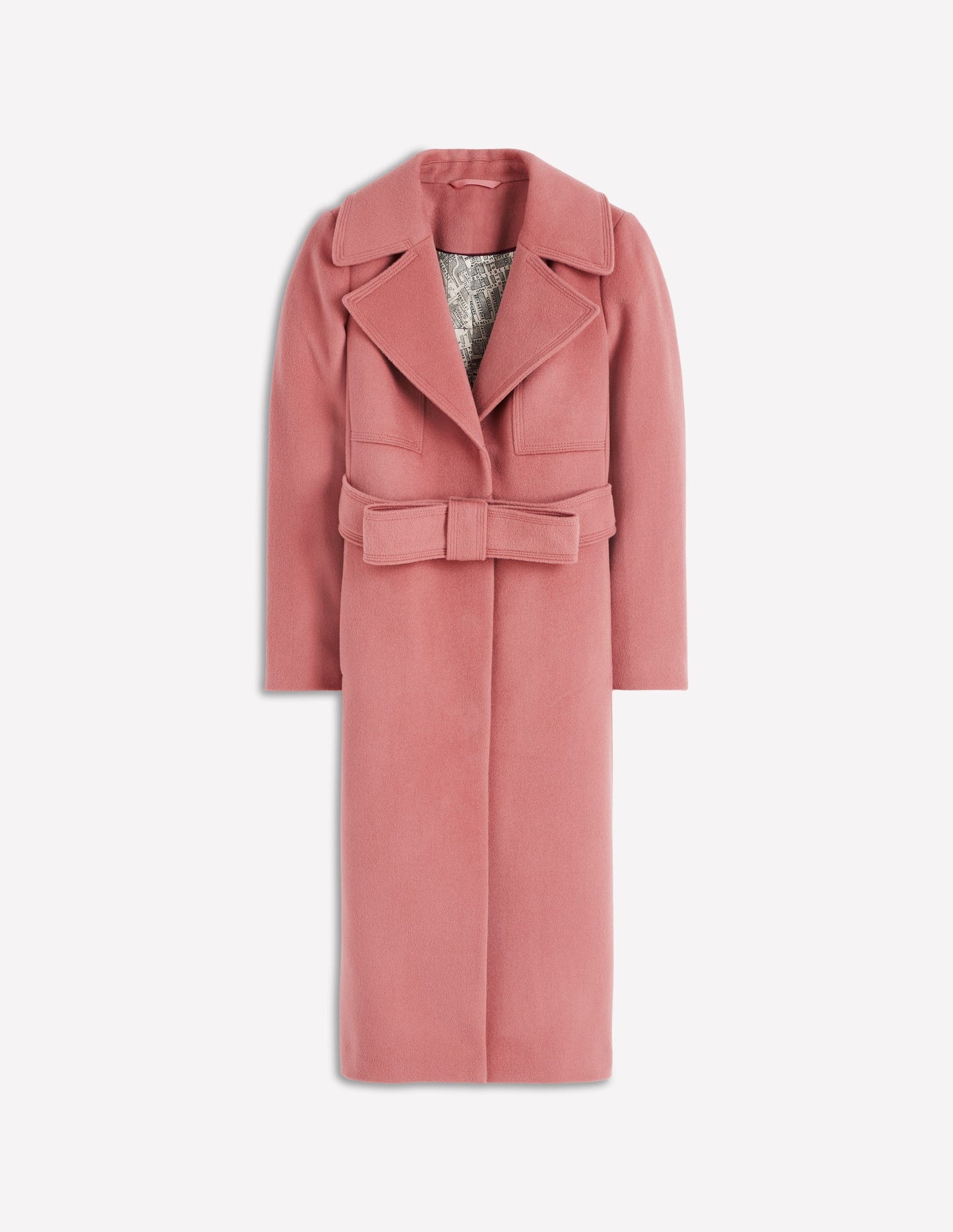 Bow Front Coat-Dusty Pink