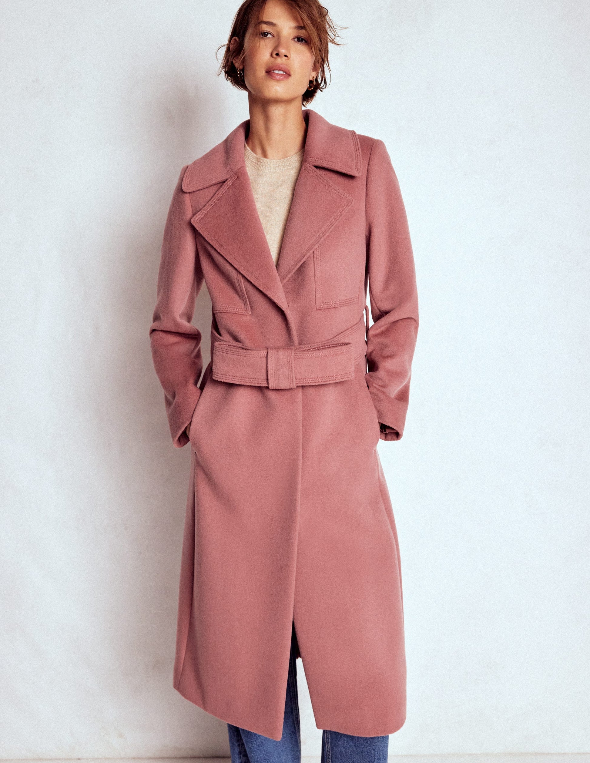 Bow Front Coat-Dusty Pink-1
