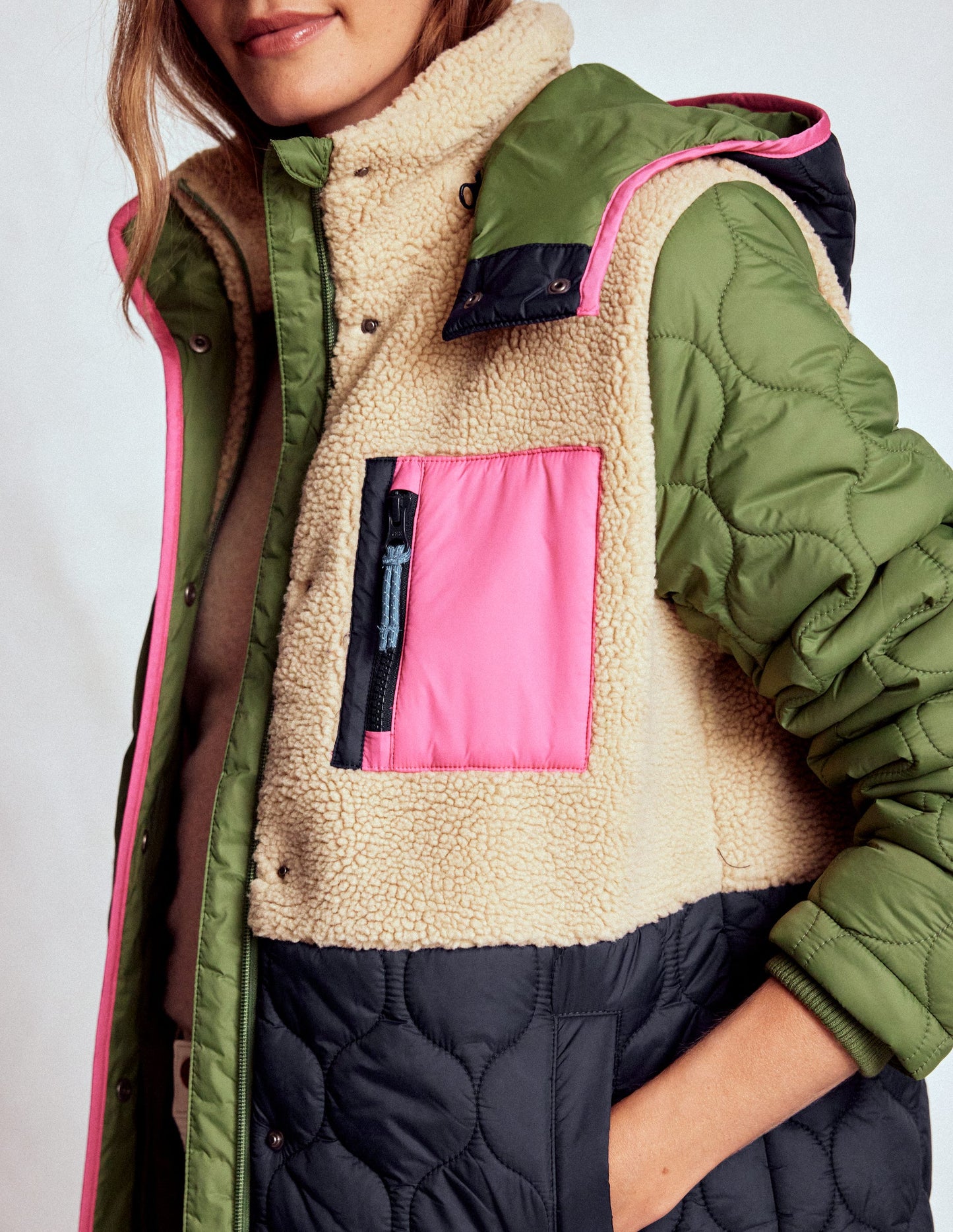 Borg Mix Coat-Multi Borg