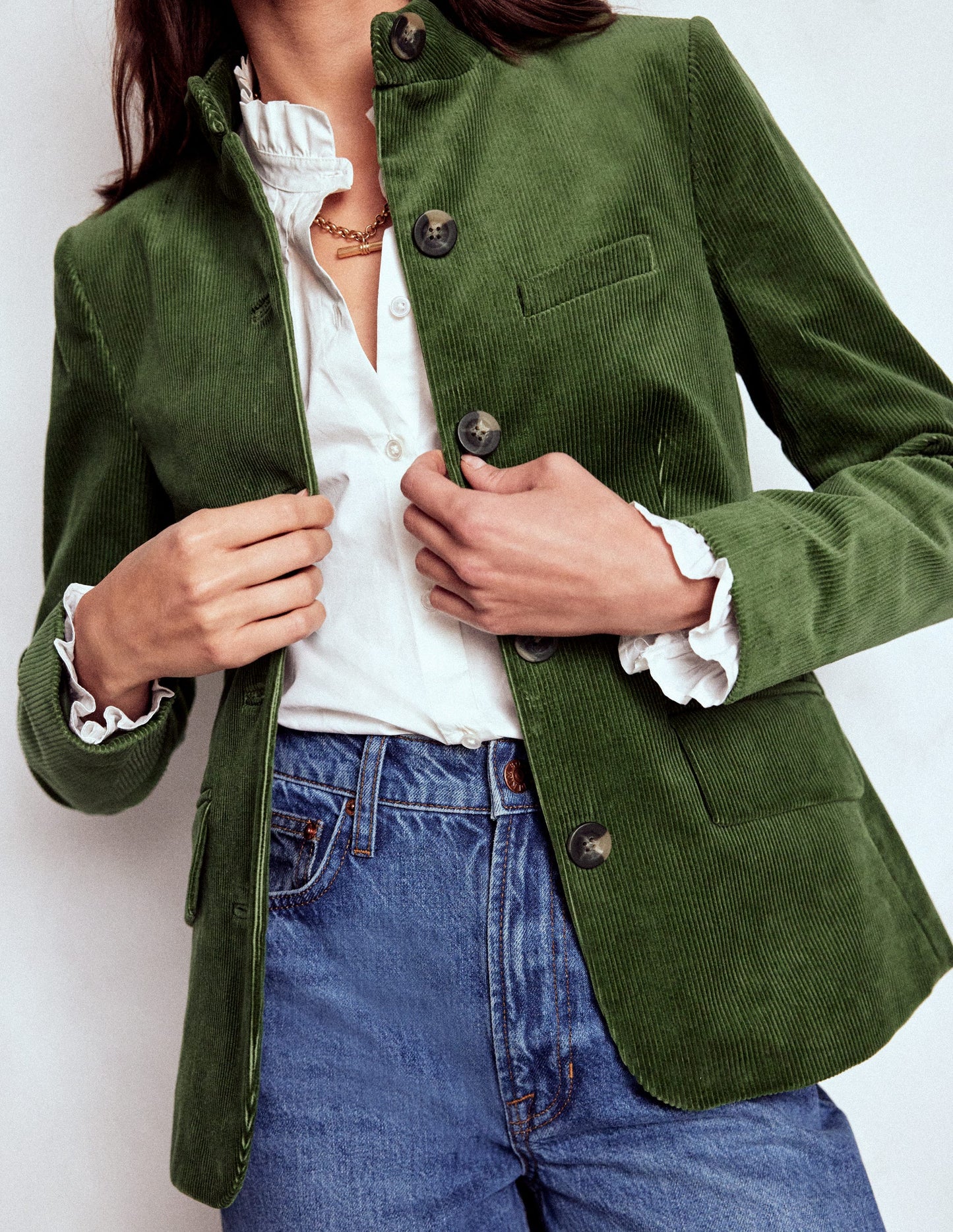 Military Cord Jacket-Fern