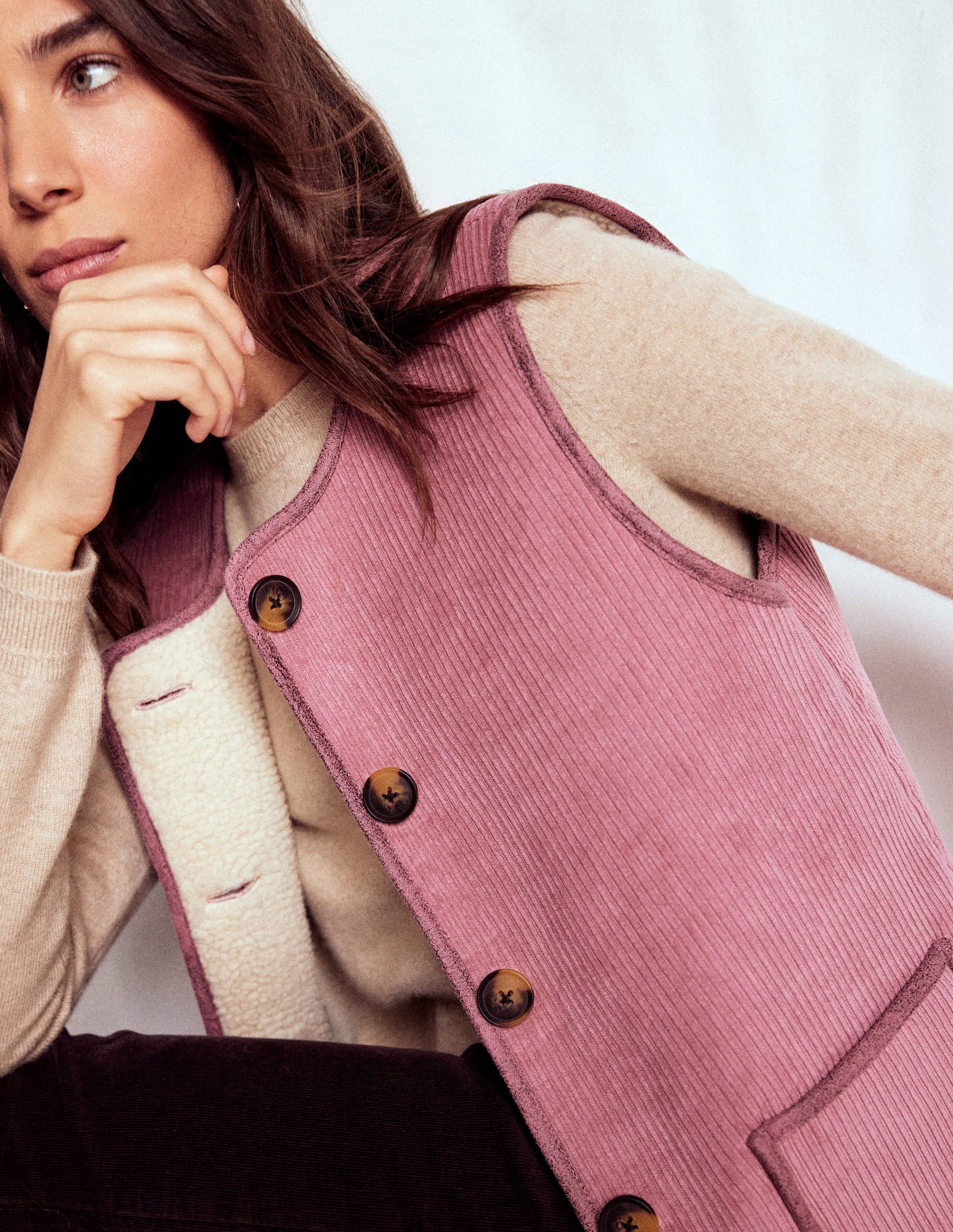 Clerkenwell Reversible Gilet-Light Pink, Natural - Image 4