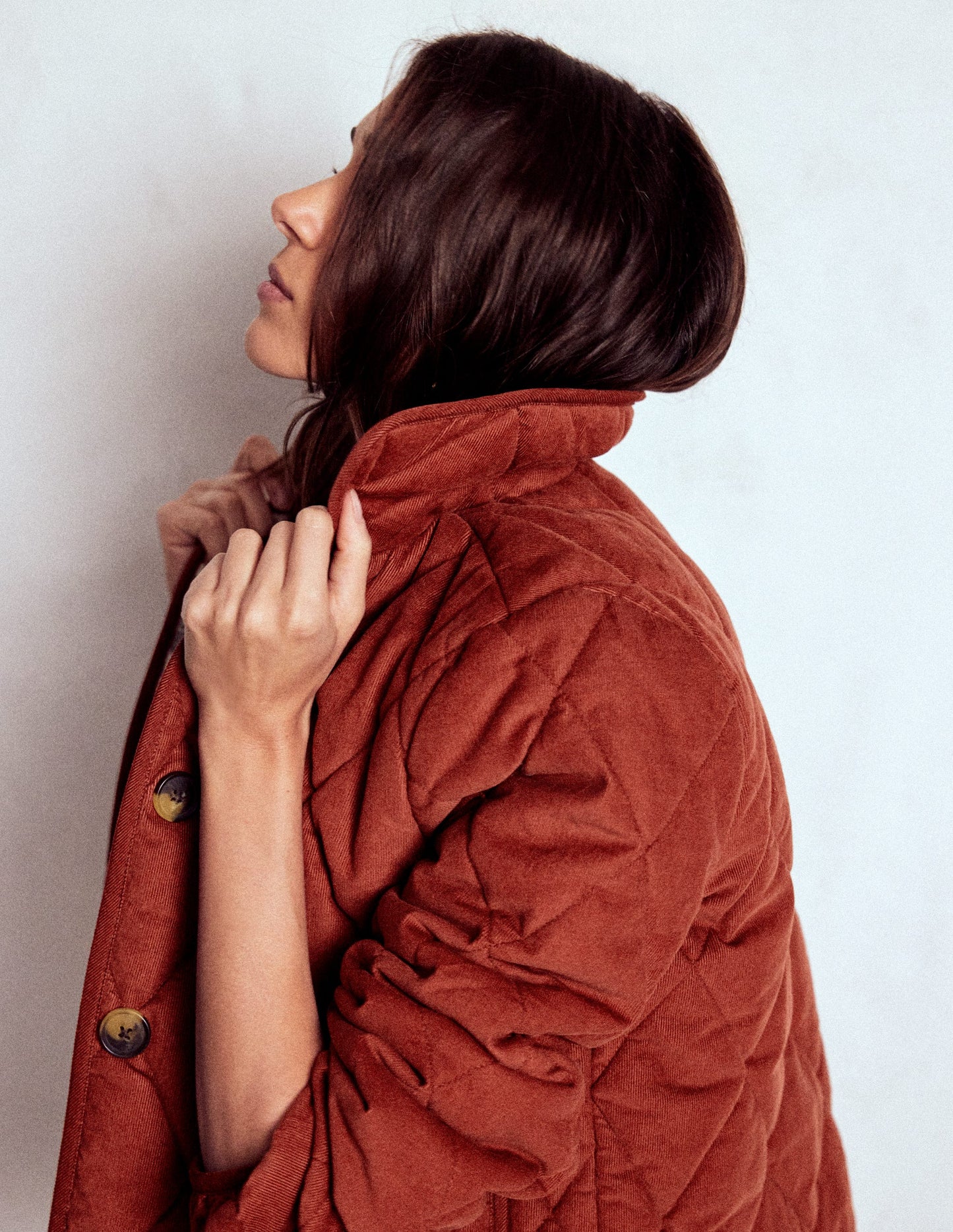 Fitzrovia Quilted Cord Jacket-Fire Brick Red