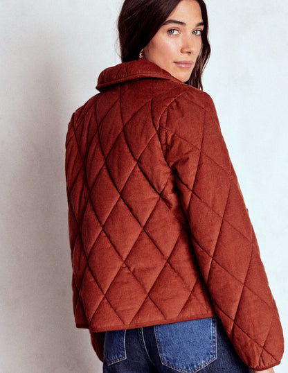 Fitzrovia Quilted Cord Jacket-Fire Brick Red-3