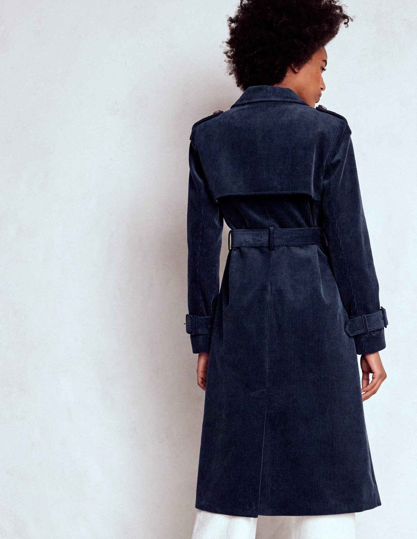 Cheltenham Cord Trench Coat-Navy