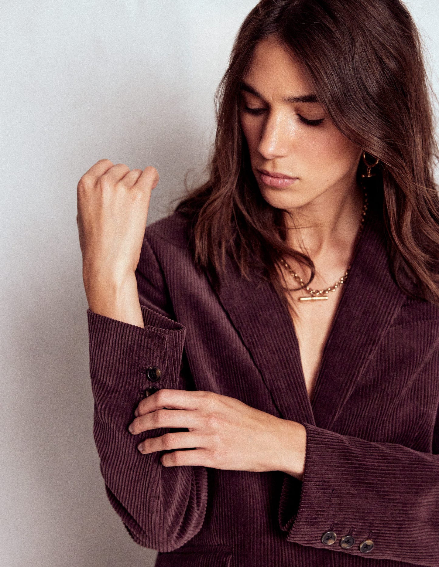 Woodbridge Cord Blazer-Deep Aubergine