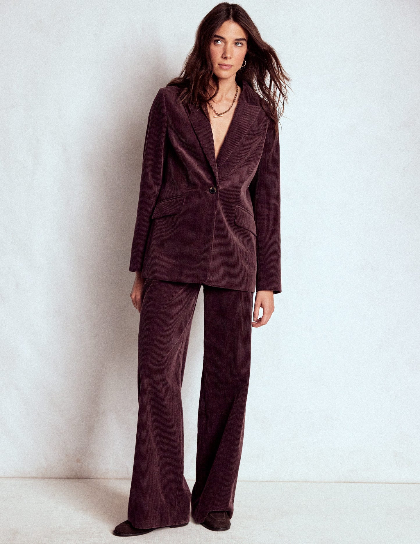 Woodbridge Cord Blazer-Deep Aubergine