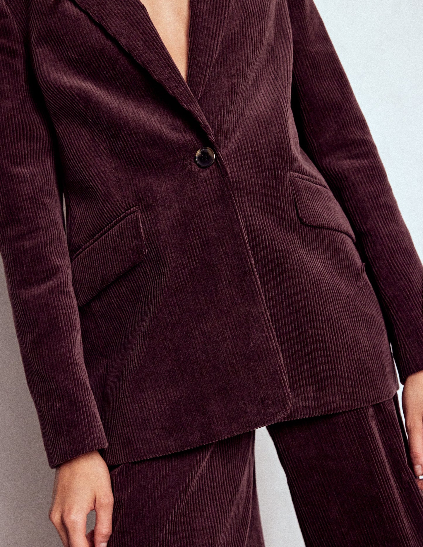 Woodbridge Cord Blazer-Deep Aubergine