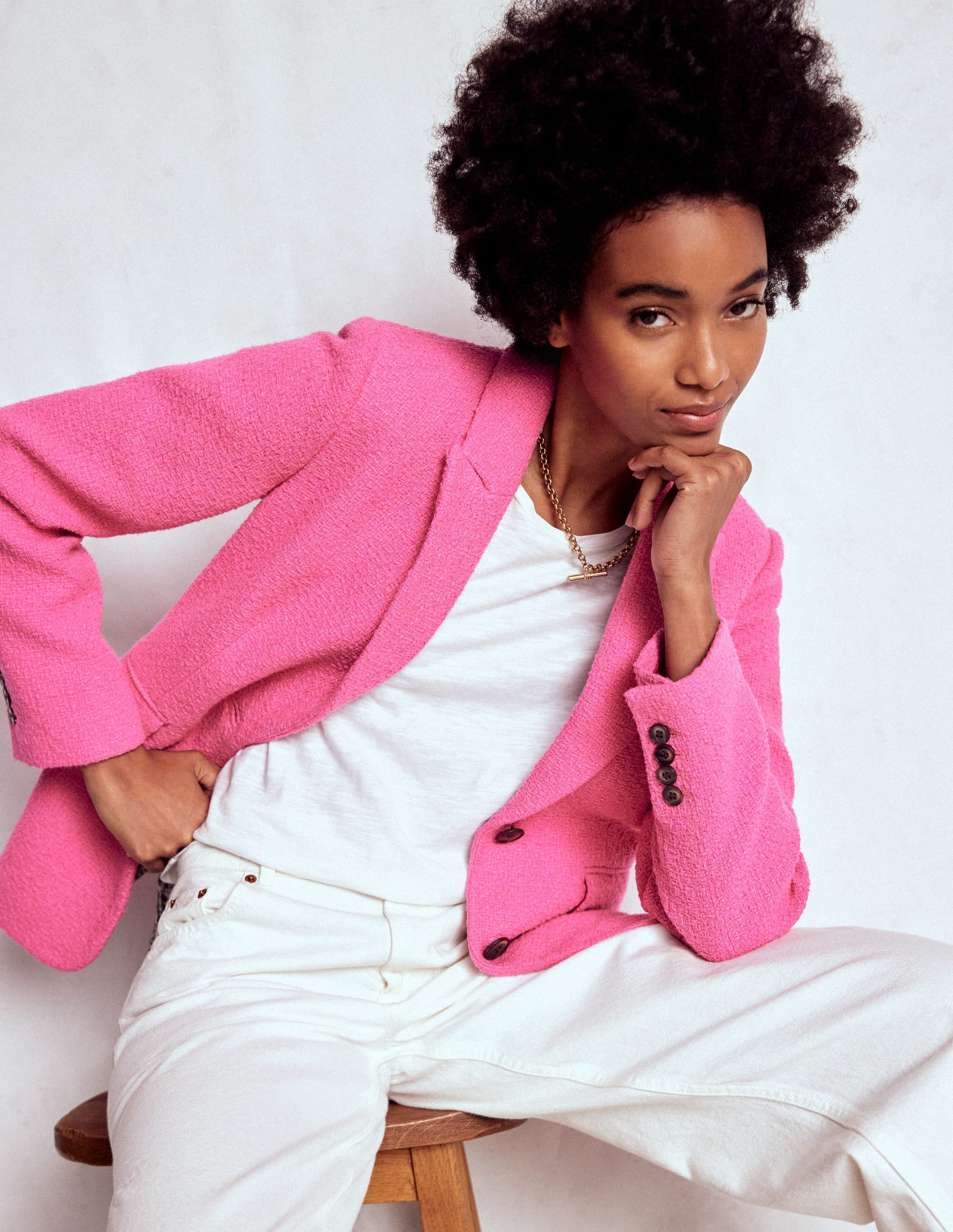 Stamford Texture Blazer-Pink Peony - Image 1
