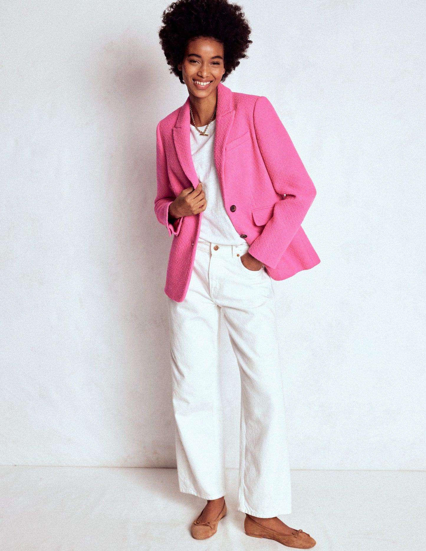 Stamford Texture Blazer-Pink Peony