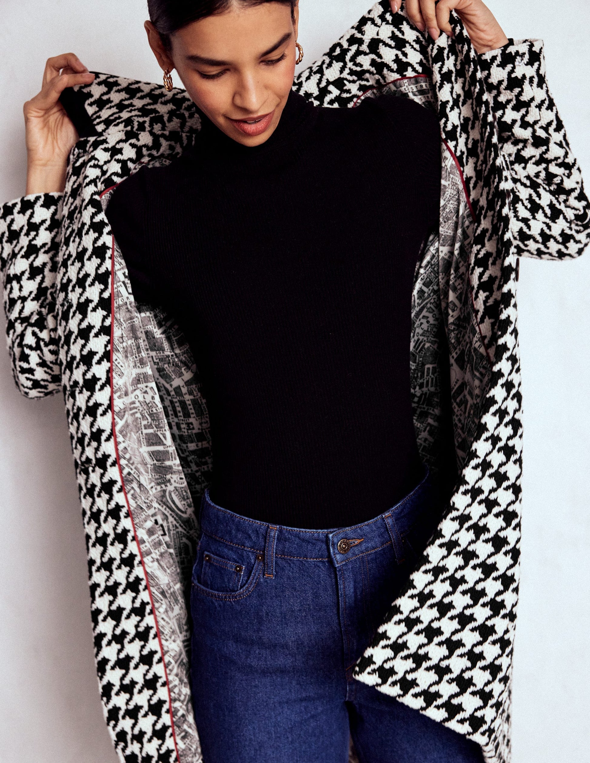 Edinburgh Swing Coat-Black Dogstooth-4