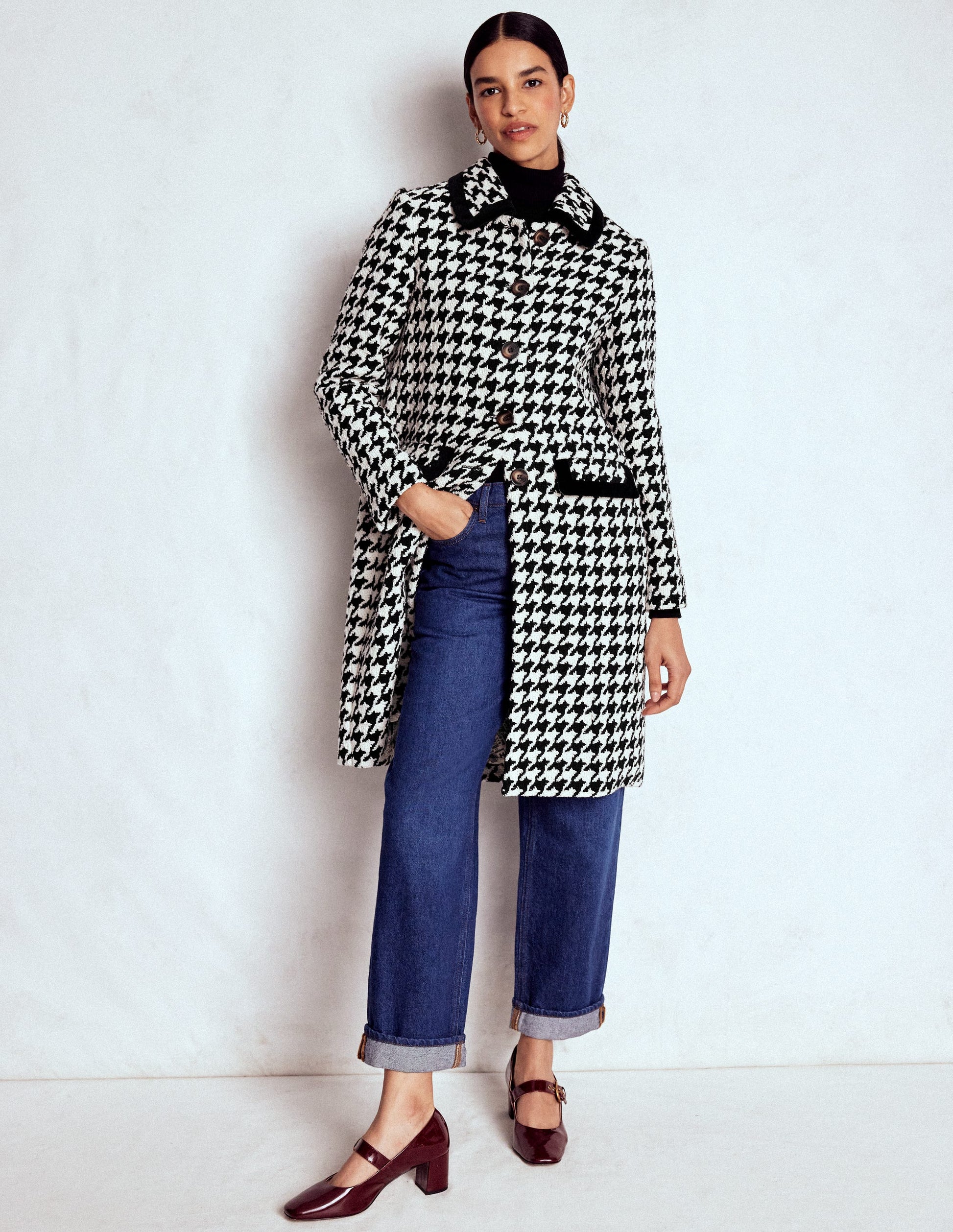 Edinburgh Swing Coat-Black Dogstooth-5